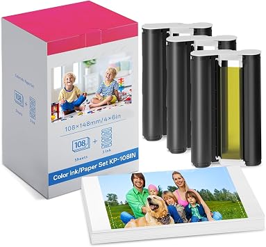 108IN Replacement for Canon Selphy KP-108IN Ink and Photo Paper