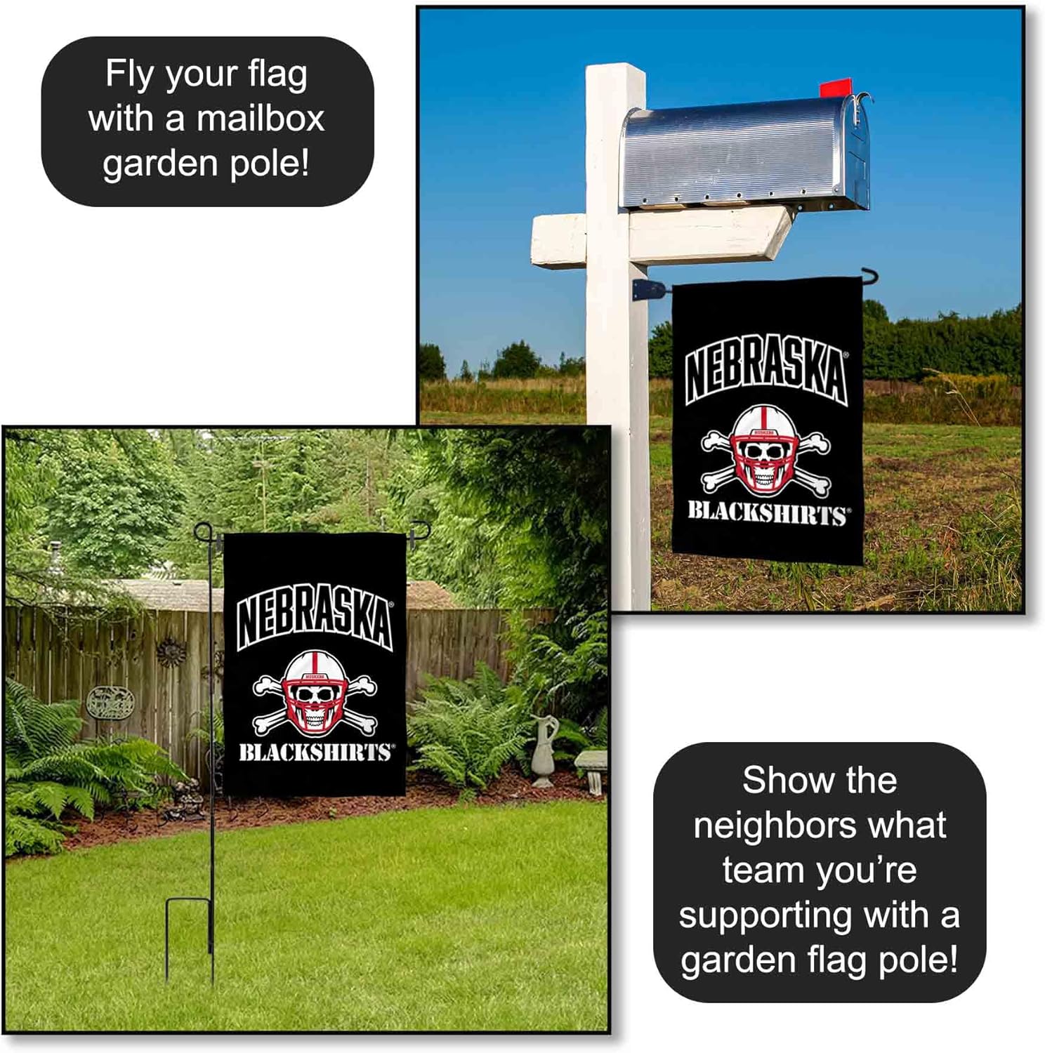 College Flags & Banners Co. Nebraska Cornhuskers Blackshirts Garden Yard Flag - Image 4