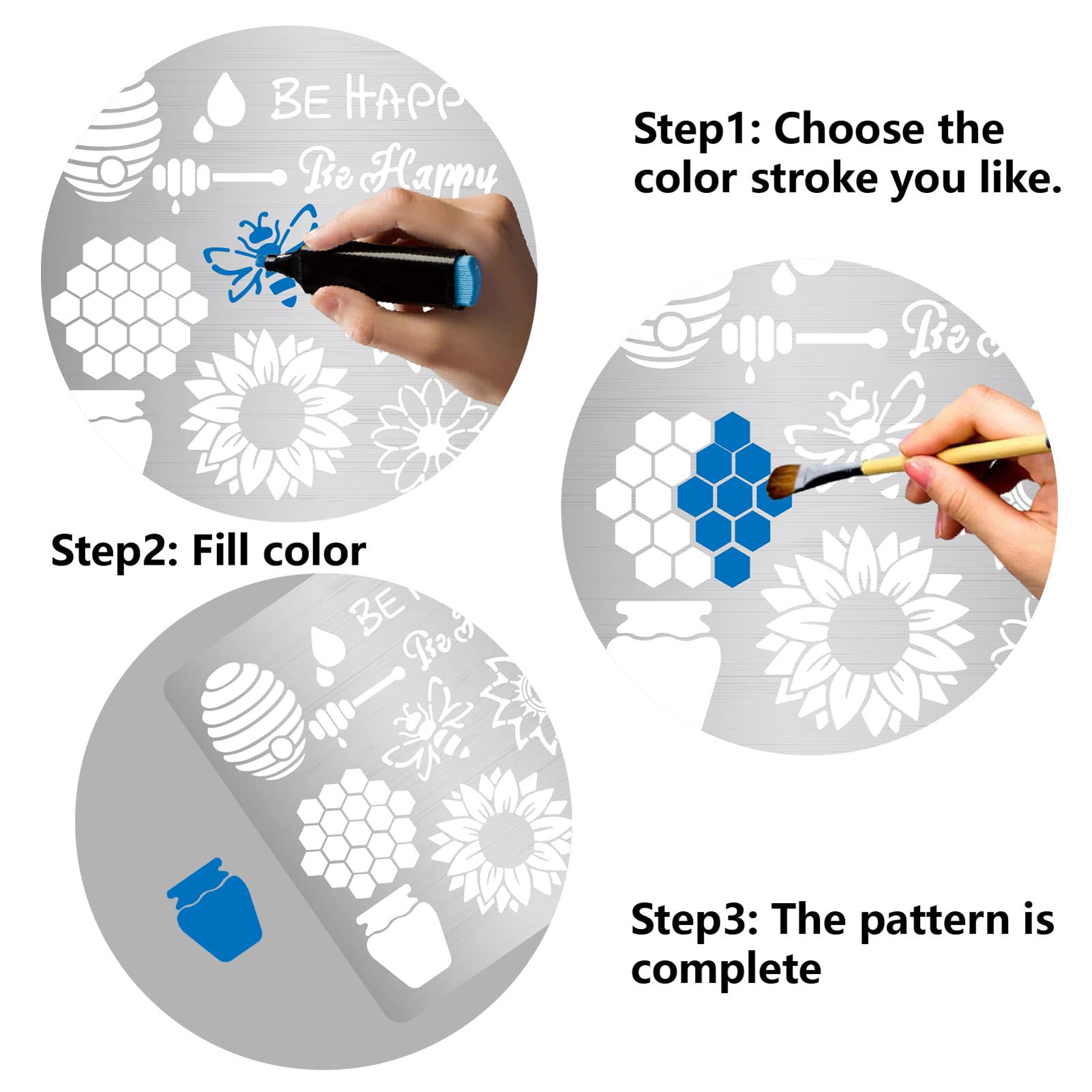 Grekywin Stencil per pittura a nido d'ape e api – 12 modelli diversi per pittura a spruzzo, pittura a rullo con spugna, disegno a pastello