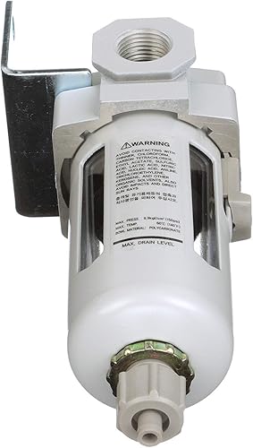 Miniatura 8 de PneumaticPlus SAF300-N03B Filtro de partículas de aire comprimido 38" NPT, 10 Micron, Cuenco de polietileno, drenaje manual, soporte