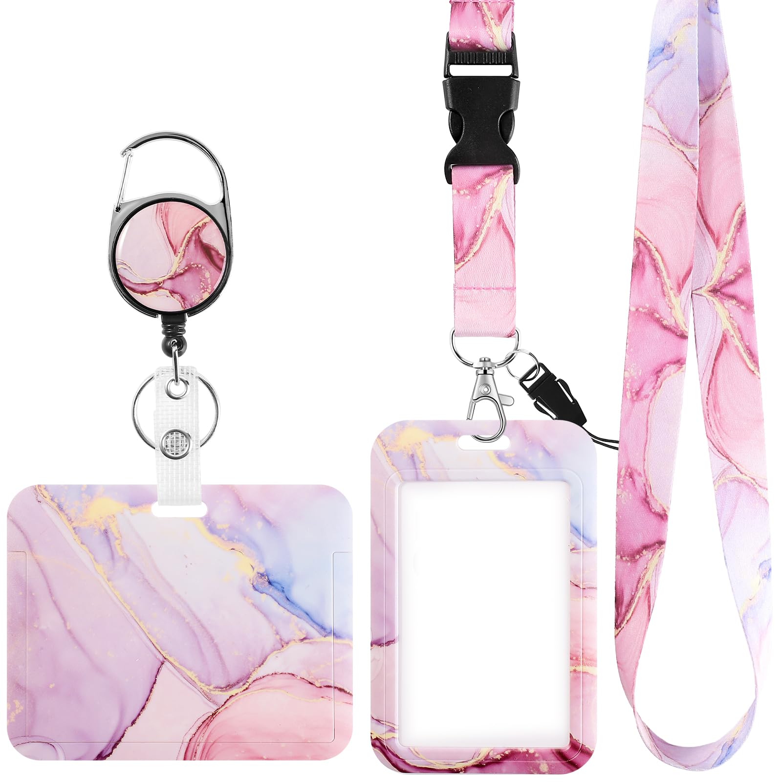 Ausweishülle mit Band, Ausweishalter Lanyard mit Kartenhülle Schlüsselanhänger Ausziehbar für Schüler Lehrer Krankenschwester Bankkarte Schlüssel Buskarte