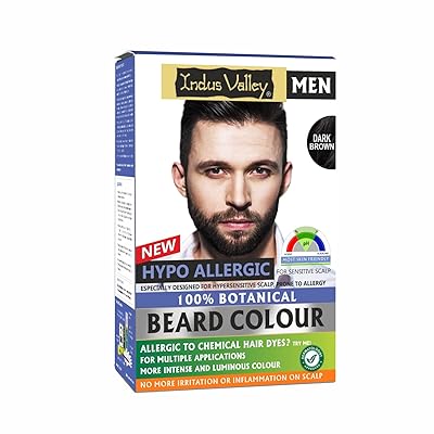 Indus Valley 100% botanical Hypo Allergic Beard Color for Men Dark Brown Beard Dye For Men Dark Brown, Mens Natural Beard Hair Coloring Kit, Amonia & PPD Free Made up of 8 Organic Ingredients