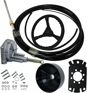 CAPTAIN Complete Boat Steering System Kit - 16ft Control Cable, Mechanical Rotary Design, 13.5 Inch Wheel, 3/4'' Shaft - Ideal for Outboard and Waterborne Vehicles
