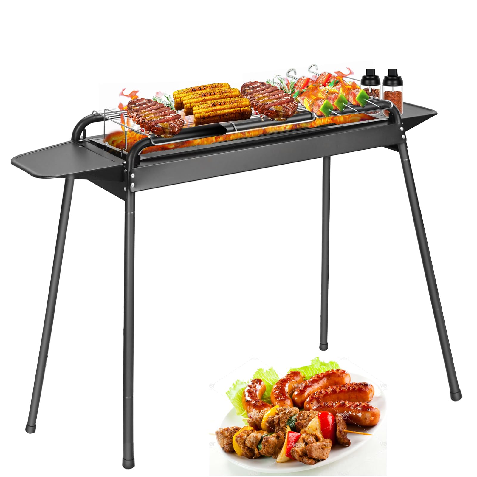 TANGME Portable Charcoal Grills Height Adjustable Large Capacity BBQ