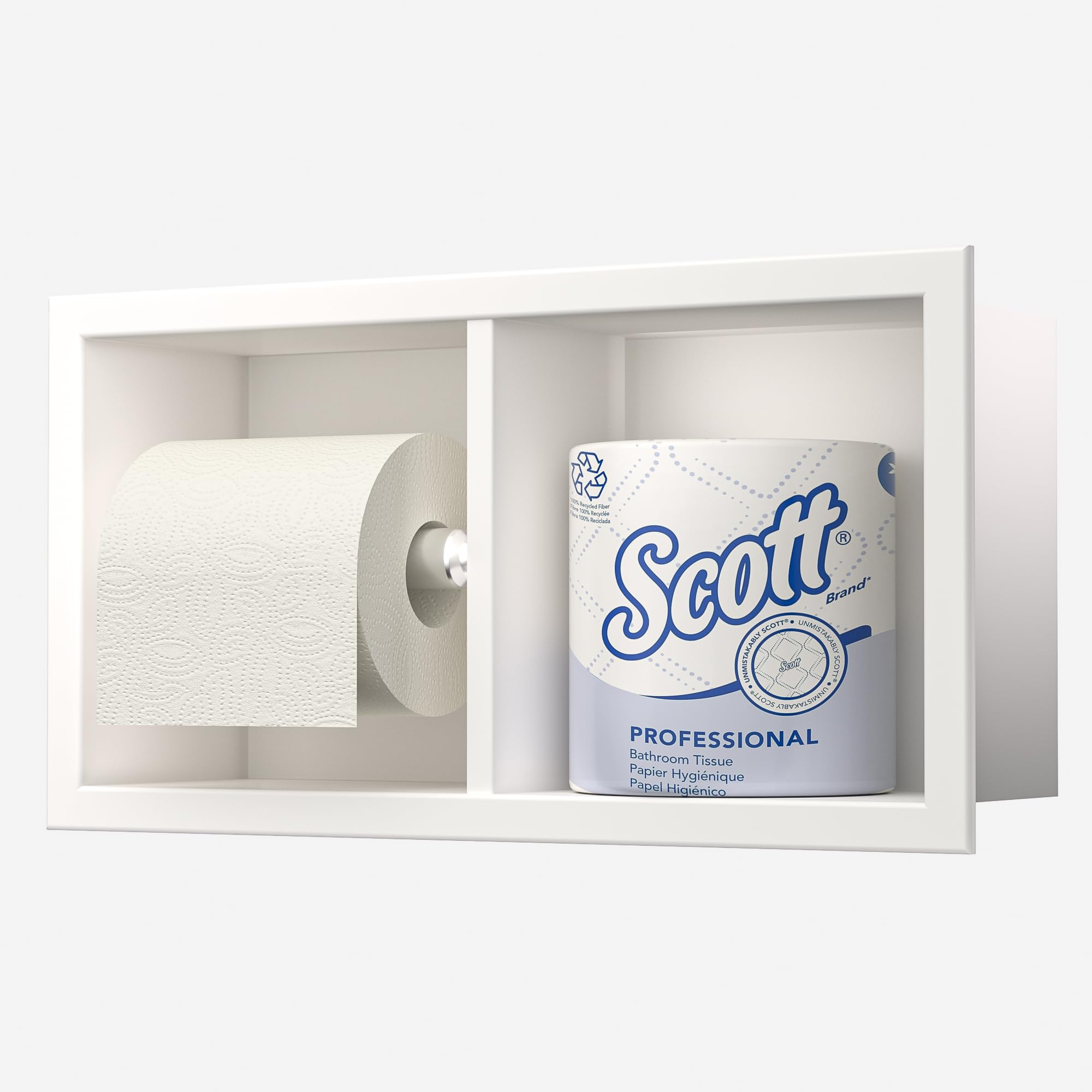 Neodrain White Recessed Toilet Paper Holder,for Standard/Mega Roll — Amazon image 8