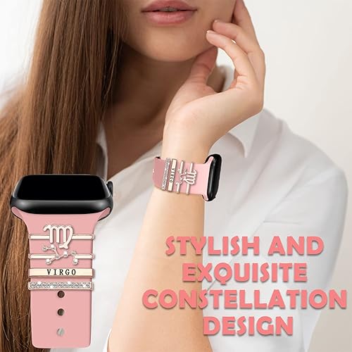 Miniatura 6 de Anillos decorativos de 12 constelaciones compatibles con correas de silicona de Apple Watch de 1.929 in, 1.772 in, 1.732 in, 1.654 in, 1.614 in,