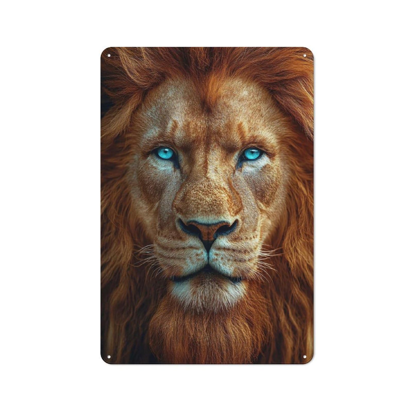 Junmoney Style-22 Kitchen Metal Sign With Lion Portrait With Blue Eyes Design 30X20cm, Cosy Kitchen Wall Decor For Coffee Bar, Kitchen, Bistro Or Tea Corner
