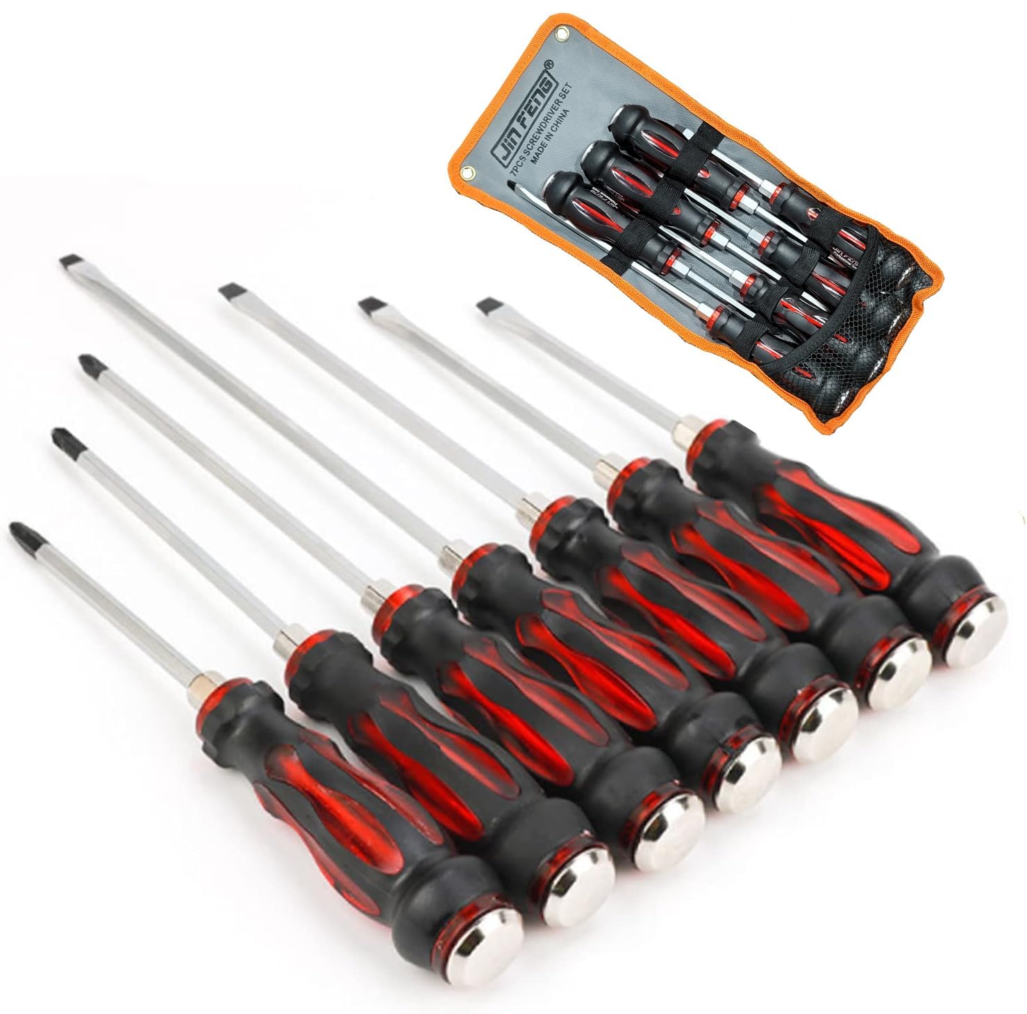 7 Pcs Heavy Duty Magnetic Screwdriver Set | Ergonomic Chrome Vanadium (CR-V) Tools for Repairing, Chiseling, and Loosening Seized Screws, Professional Hand Grip (7pcs Set)