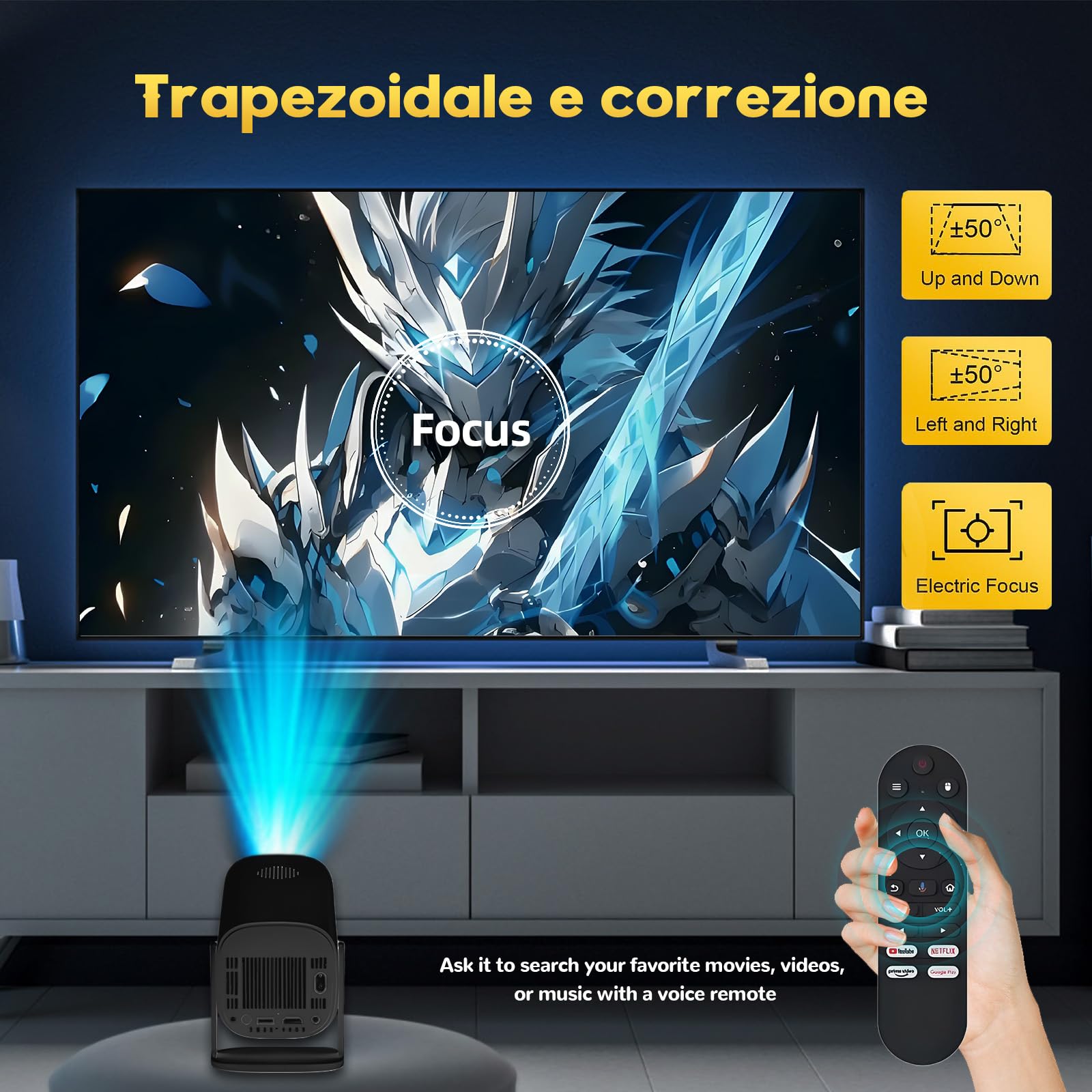 Console di gioco P30Ultra 4k, proiettore di videogiochi con 2 Controller Wireless, emulatori incorporati 36000+ Games 14, telecomando Bluetooth Voice, nero