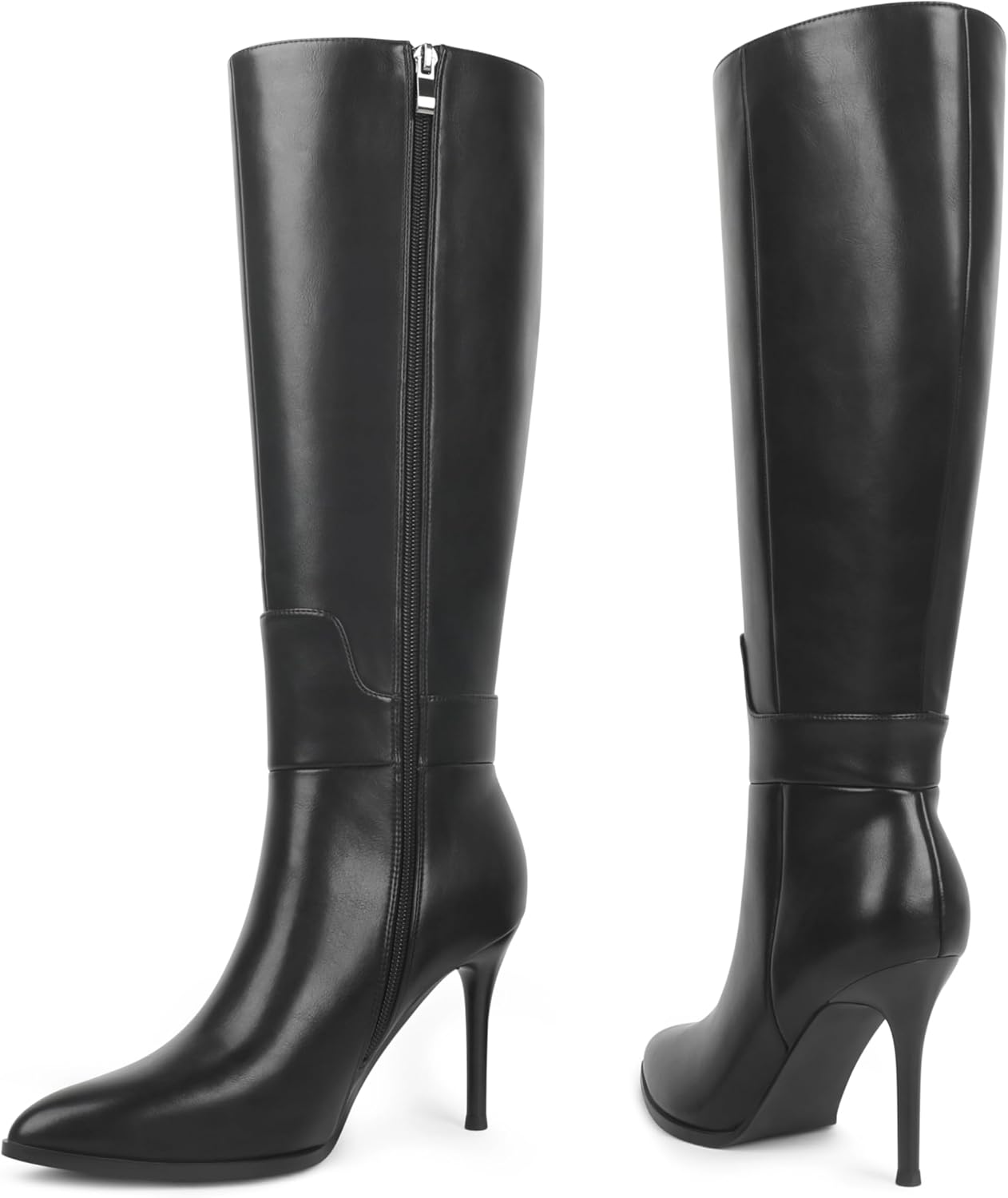 MERUMOTE Stiletto Knee High Boots Women Sexy Pointed Toe Zipper High Heels Boots - Image 4