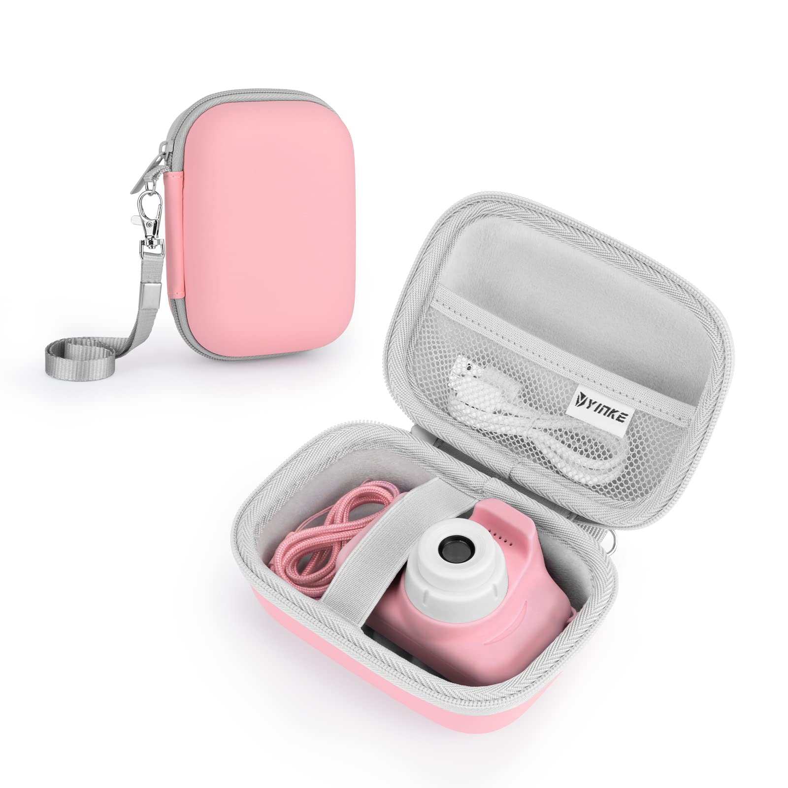 YinkeKids Camera Case Compatible with Seckton/GKTZ /Desuccus/Rindol/Agoigo/VATENIC/LC-dolida/OZMI Travel Hard Carry Case, Fits Most Kids Camera Toy Gift, Pink