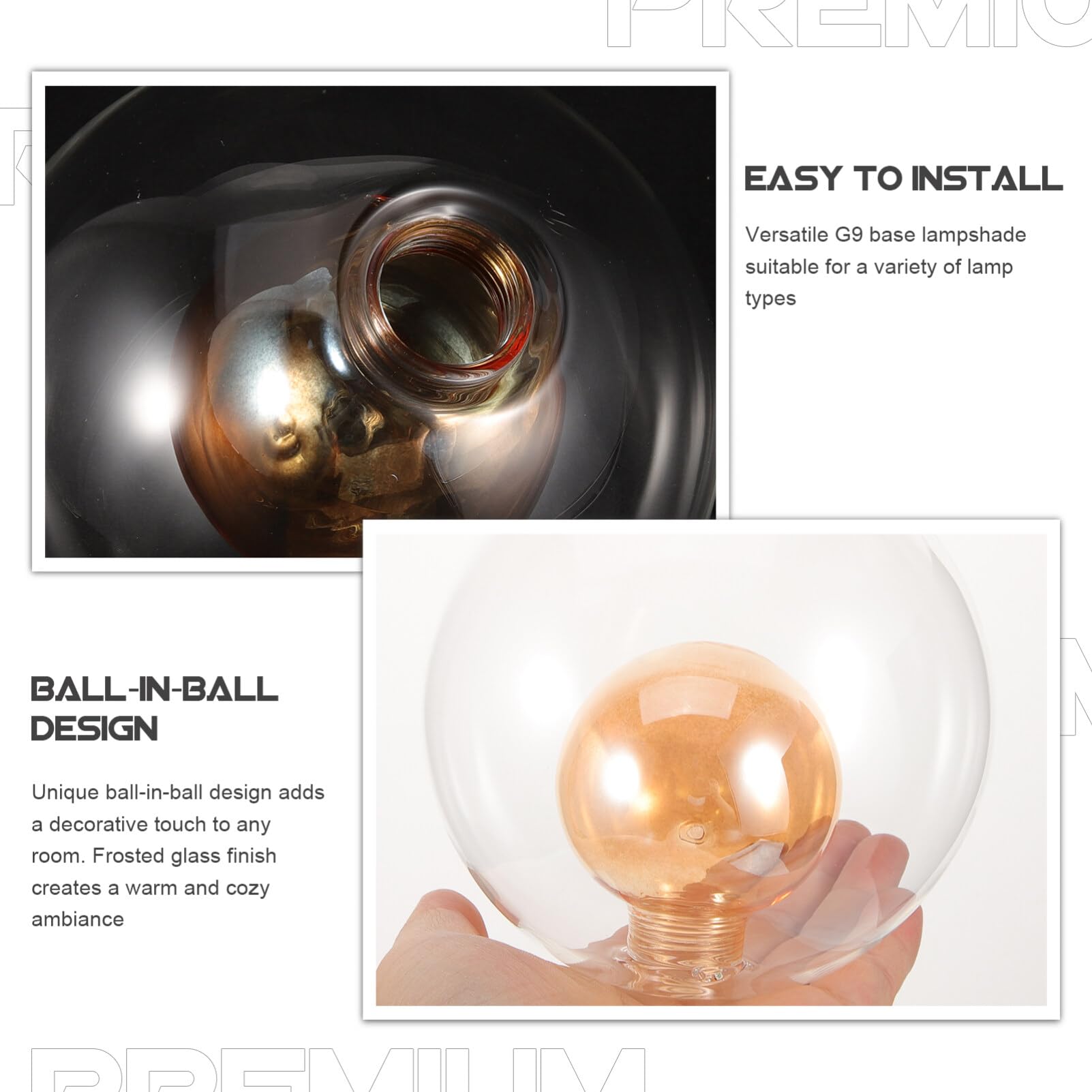 Beaupretty Globe En Verre Abat-Jour Éclairage Remplacement Globe En Verre Abat-Jour Moderne Lampadaire En e G9 (Diamètre 120Mm)