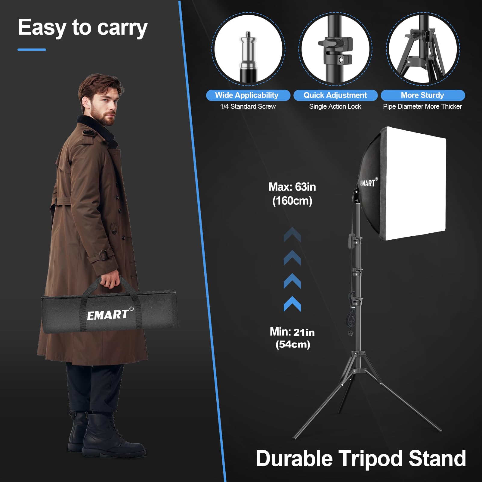 EMART Softbox zestaw do studia fotograficznego, 40 x 40 cm, softboxy 85 W, oświetlenie fotograficzne, profesjonalny zestaw oświetlenia do studia fotograficznego, portretów, nagrywania wideo (2 sztuki)