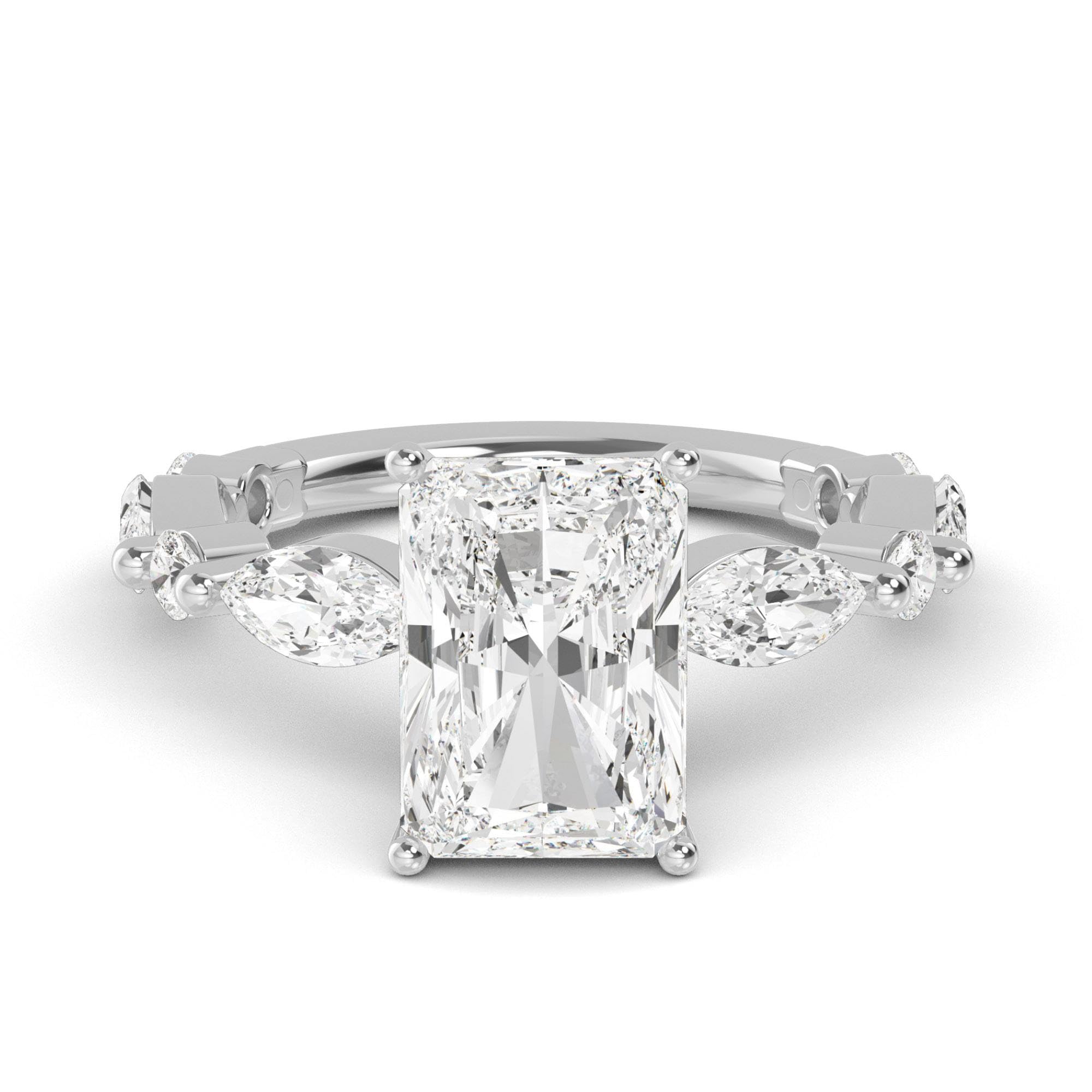 Houston Diamond District 1 to 5 Carat Radiant Cut LAB GROWN Diamond Side Stone Engagement Ring Color D-E