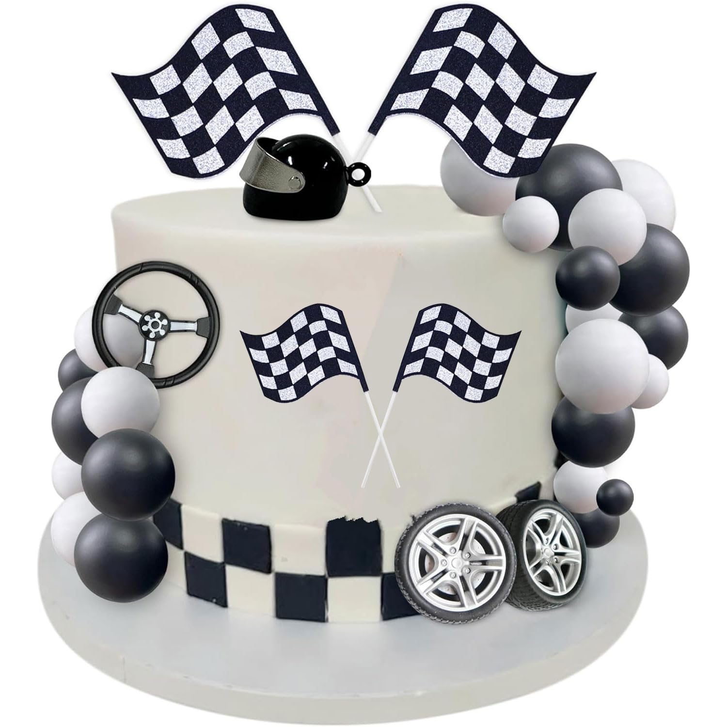 JDCMEI Car Cake Decoration, 18 Pcs Race Car Cake Decorations, Automotive Theme Birthday Decor, Race Car Cake Decor, Motorcycle Cake Decorations for Boys and Kids Birthday Party, Sports Theme Party
