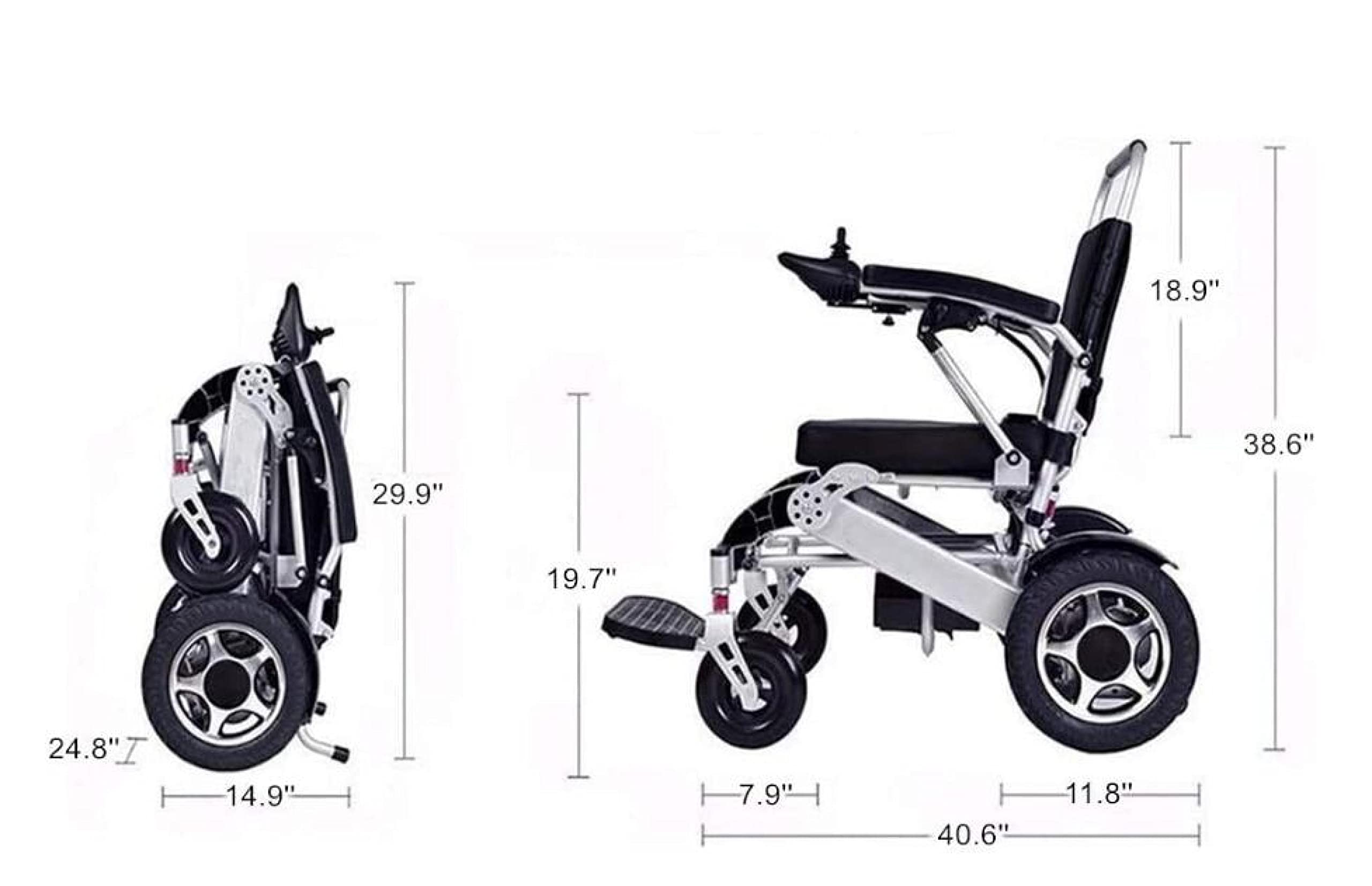 Silla de ruedas eléctrica portátil plegable ligera plegable Potente motor dual Silla de ruedas compacta con ayuda de movilidad - Pesa solo 59 lbs con batería - Soporta 150kg/a