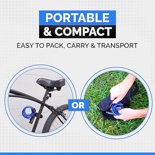 Miniatura 6 de DocksLocks Juego de candado de cable para bicicleta, cable de seguridad en espiral con cerradura de llave y soporte de montaje, protección antirrobo