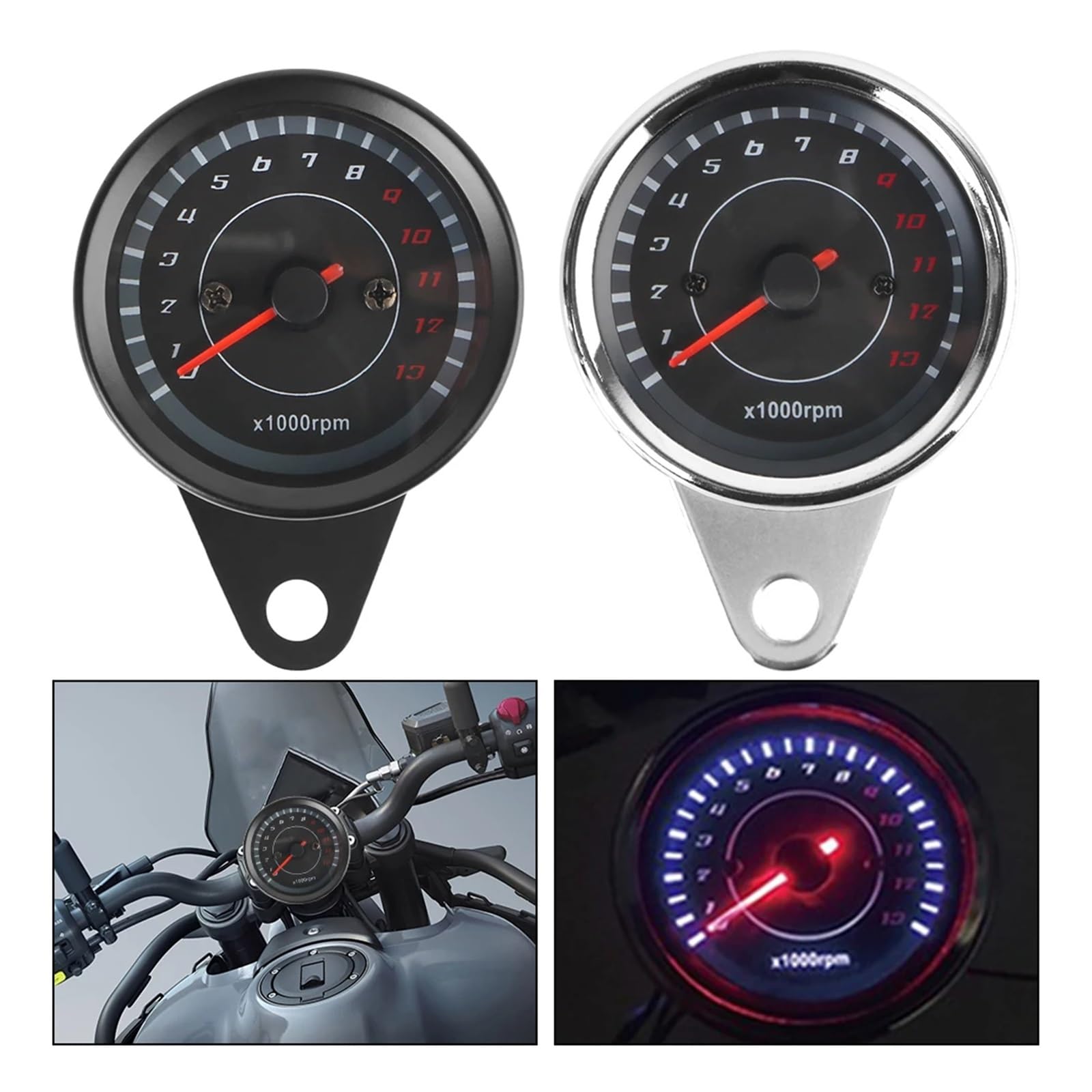 Contagiri Universale Per Moto Con Tachimetro E Luce LED Per Moto Da 12 V. Indicatore
