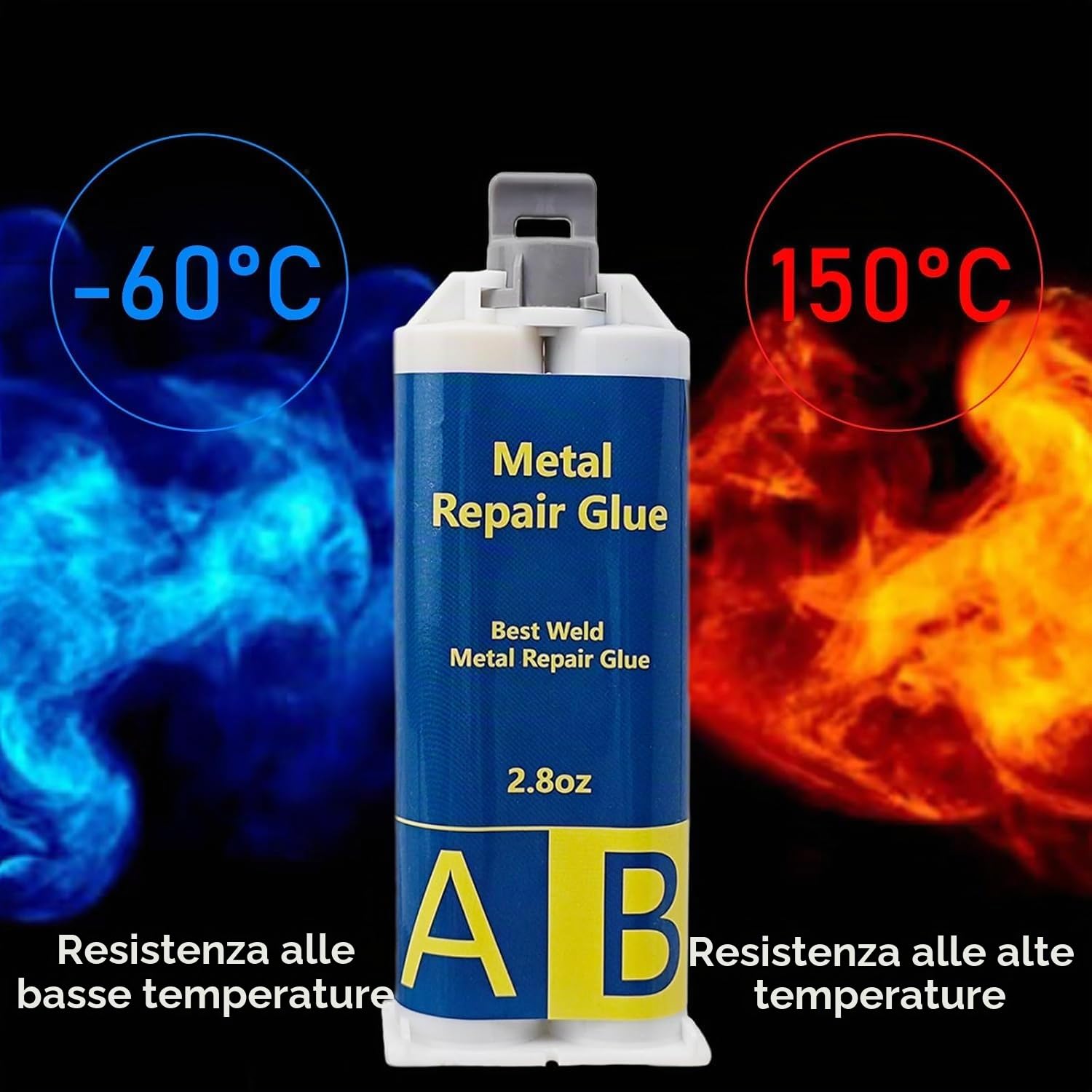 EIGTWEN Colla per Metallo Extra Forte - 160g, Liquido Resistente al Calore per Riparazione di Crepe Superficiali e Focolai in Acciaio Inossidabile