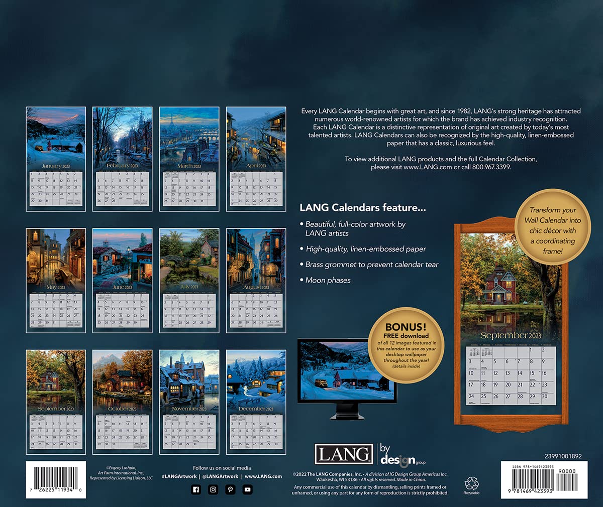 Lang Calendrier mural 2023 autour du monde (23991001892), multicolore