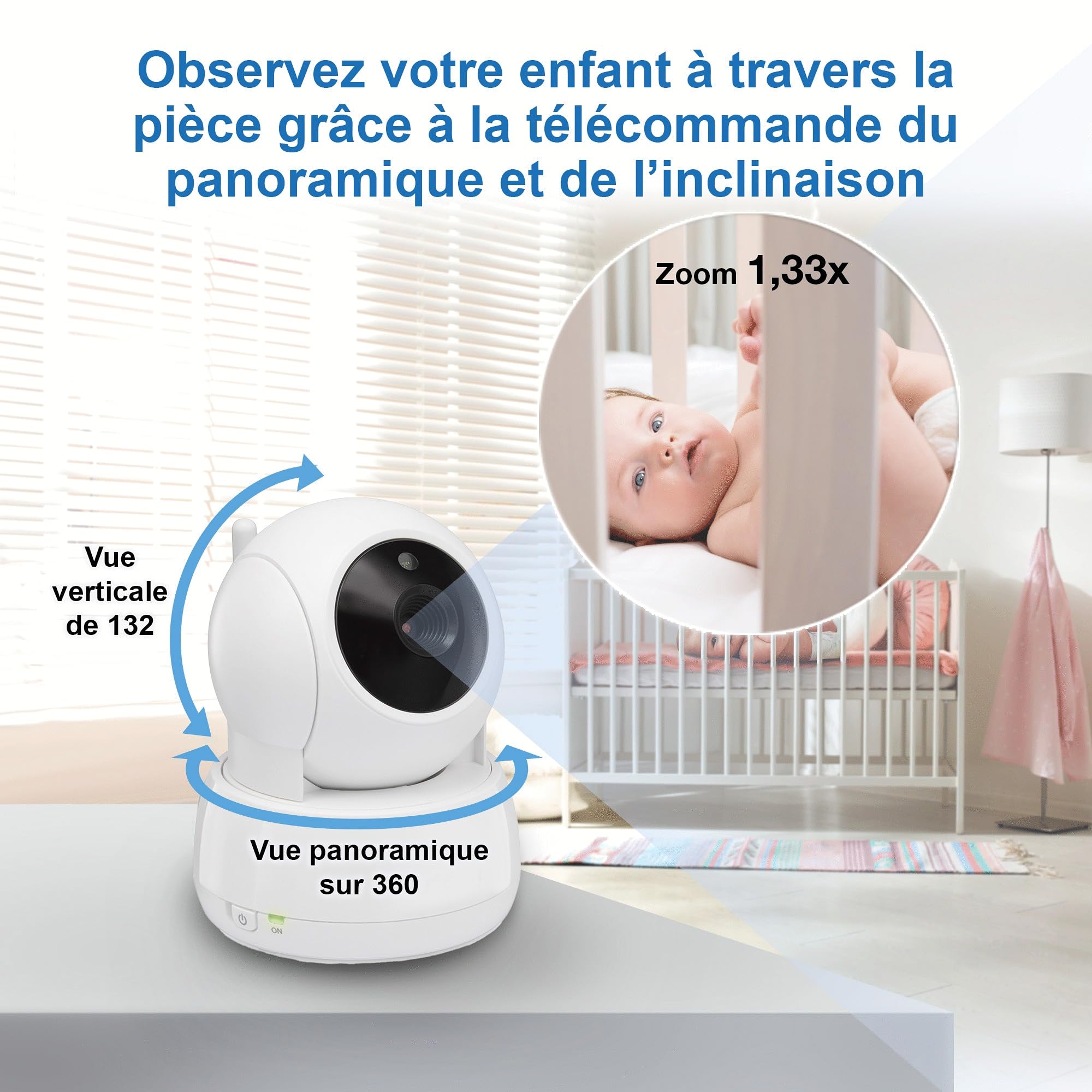 VTech VM924 Baby Monitor with Camera, Pan&Tilt,Video Baby Monitor with 5" LCD Screen,Up to 17 Hrs Battery Life,1.33x Zoom,Night Vision,300m Long Range,Soothing Sounds,2-Way Talk,Secured Transmission