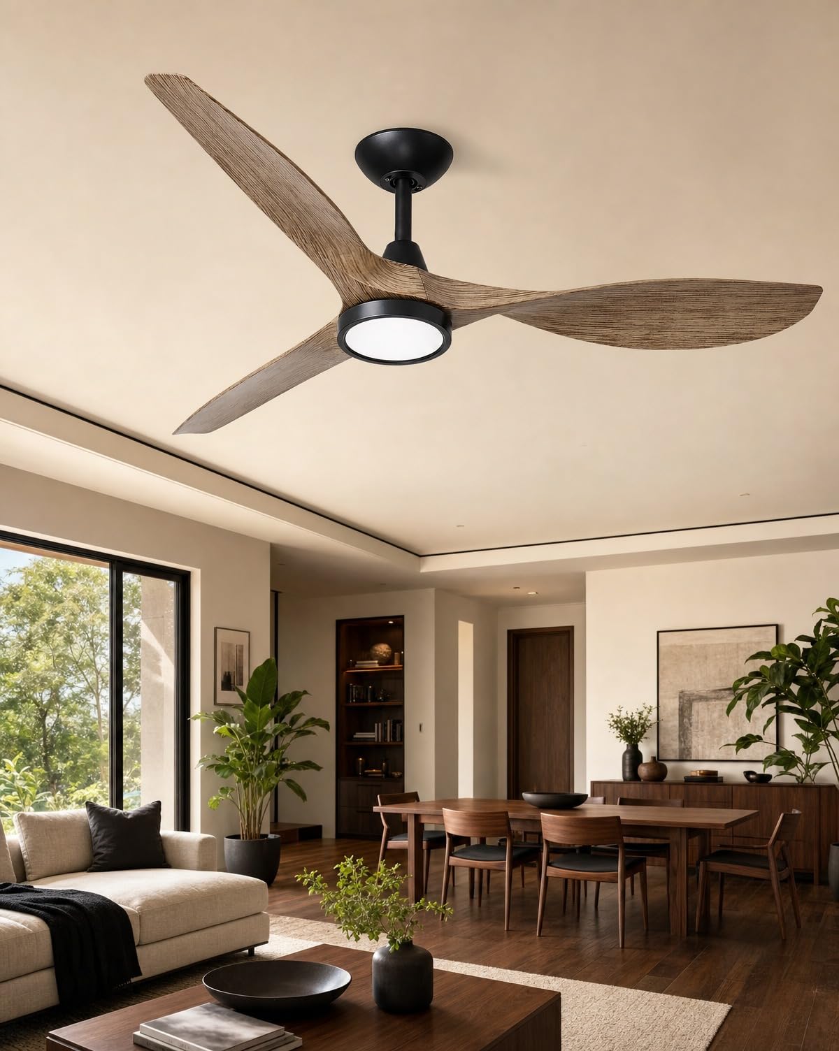 Photo 1 of Roomratv Ceiling Fans with Lights,52 Inch,Quiet & Strong Motor,6 Speeds,3CCT,Timer,Easy to Install,Black Modern Ceiling Fan for Living Room,Bedroom,Kitchen,Office,Farmhouse,Patios