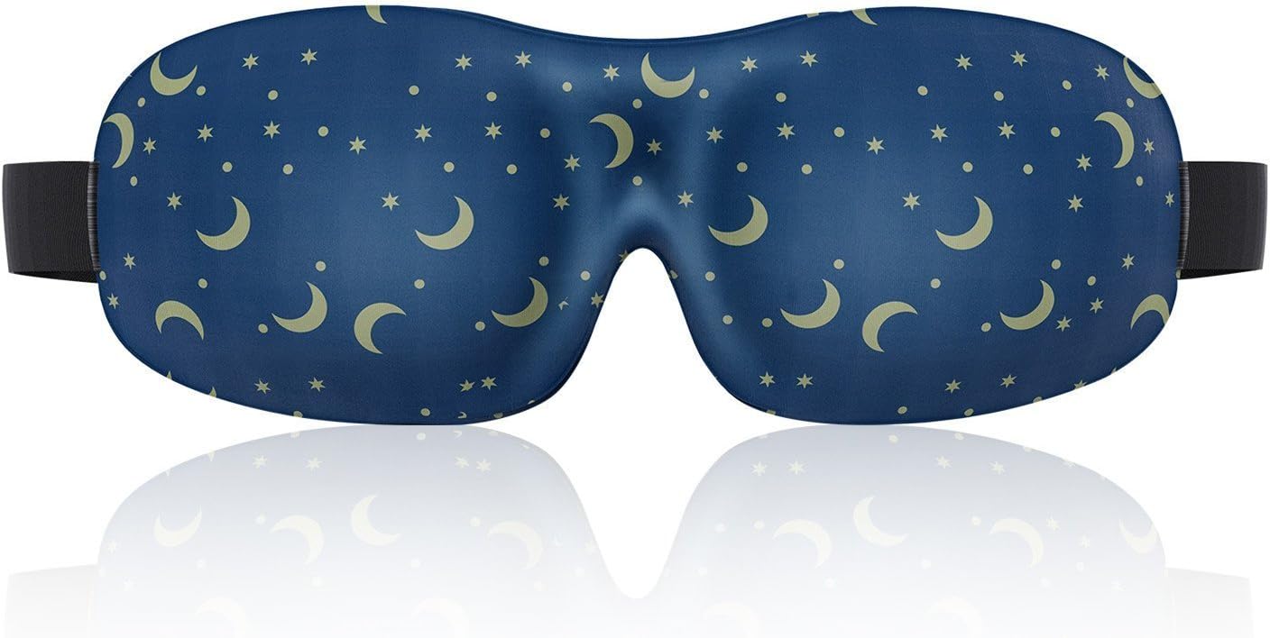 LONFROTE Stars Moon 3D Deep Molded Adjustable Sleep Eye Mask for Sleeping with Ear Plugs and Carry Pouch,Lightweight & Comfortable & Adjustable,Super Soft Material for Men & Women Travel Eye Patch