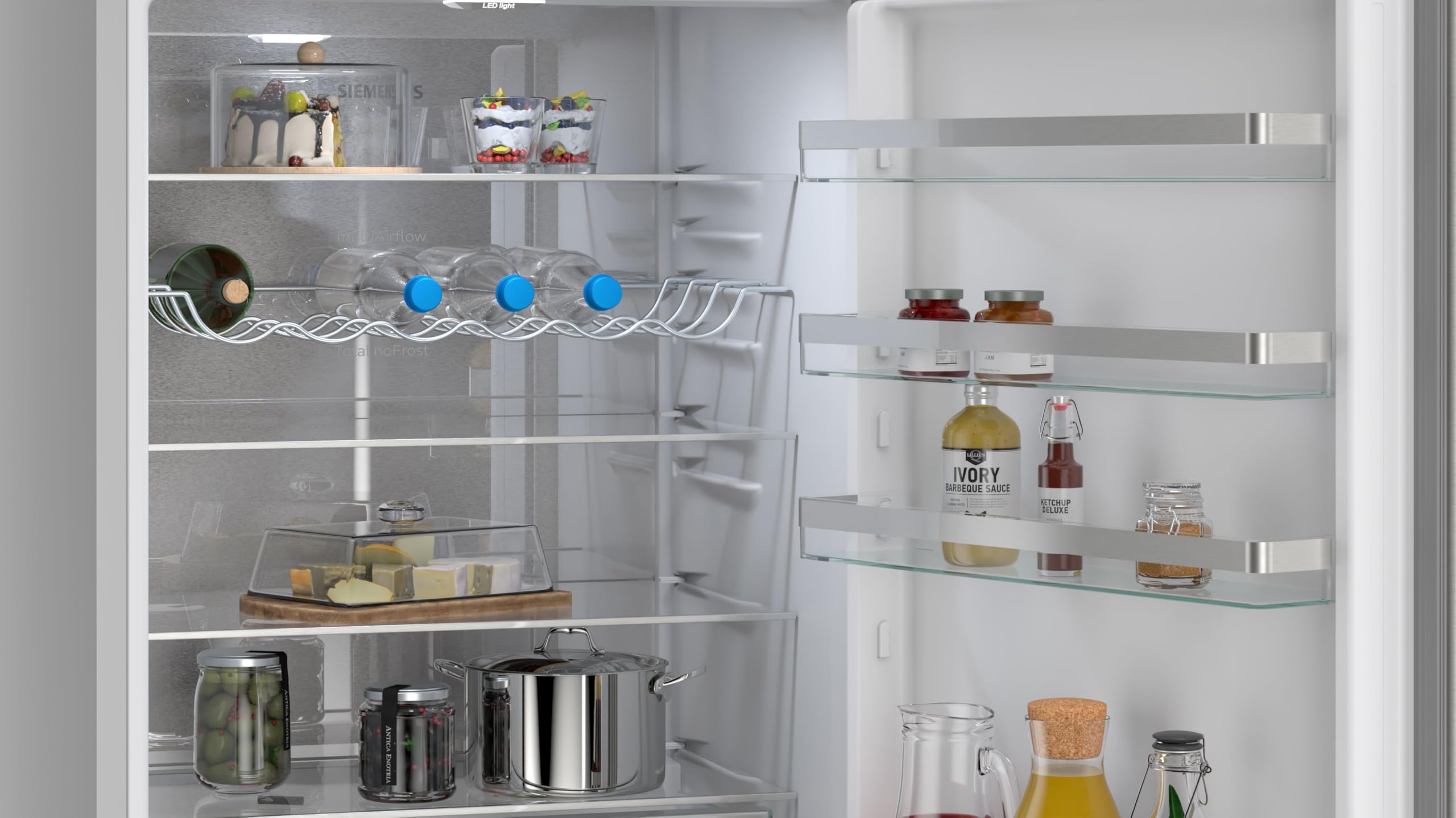 Siemens iQ300 Freistehende XXL Kühl-Gefrier-Kombination 203x70 cm, KG49NVIBG, 311 L Kühlen & 129 L Gefrieren, Total noFrost, Nahtlose Platzierung, hyperFresh 0°C, LED-Innenbeleuchtung, Edelstahl