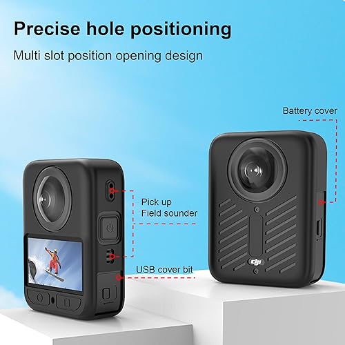 Miniatura 8 de Funda para DJI Osmo 360 con 3 unidades Protector de vidrio templado compatible, funda de silicona suave, color negro