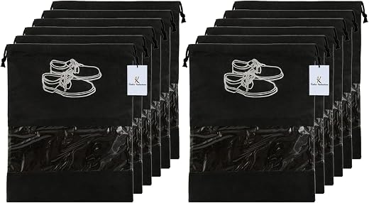 Kuber Industries Shoe Bag for Travel|Shoe Cover for Storage|Convenient Draw-String Bag|Perfect for Travel, Tracking|Pack o...