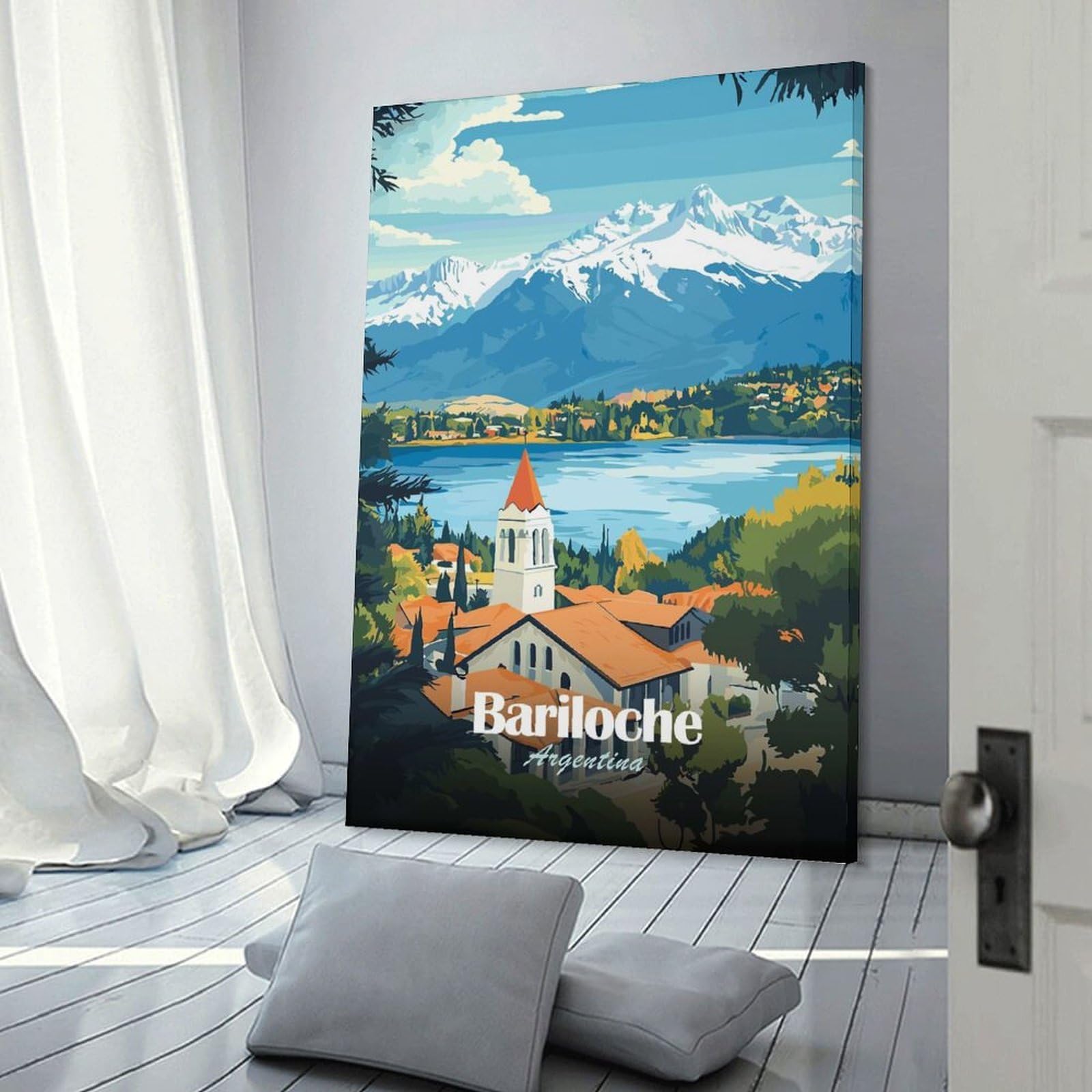 Junmoney Frame-Style-5-1 Home Decor Wall Art Bariloche Argentina Travel (2), 24X36inch(60X90cm), For Hallway, Bedroom Or Modern Interiors, Gift Idea For Housewarming And Birthdays