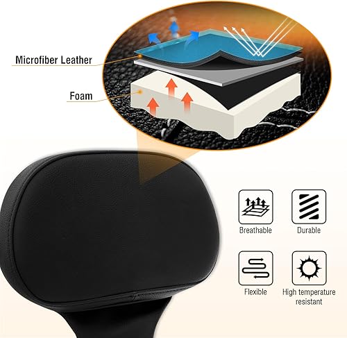 Miniatura 9 de XFMT Almohadilla de respaldo desmontable ajustable para conductor enchufable para Harley Touring Road King CVO Street Electra Glide 2009-2023