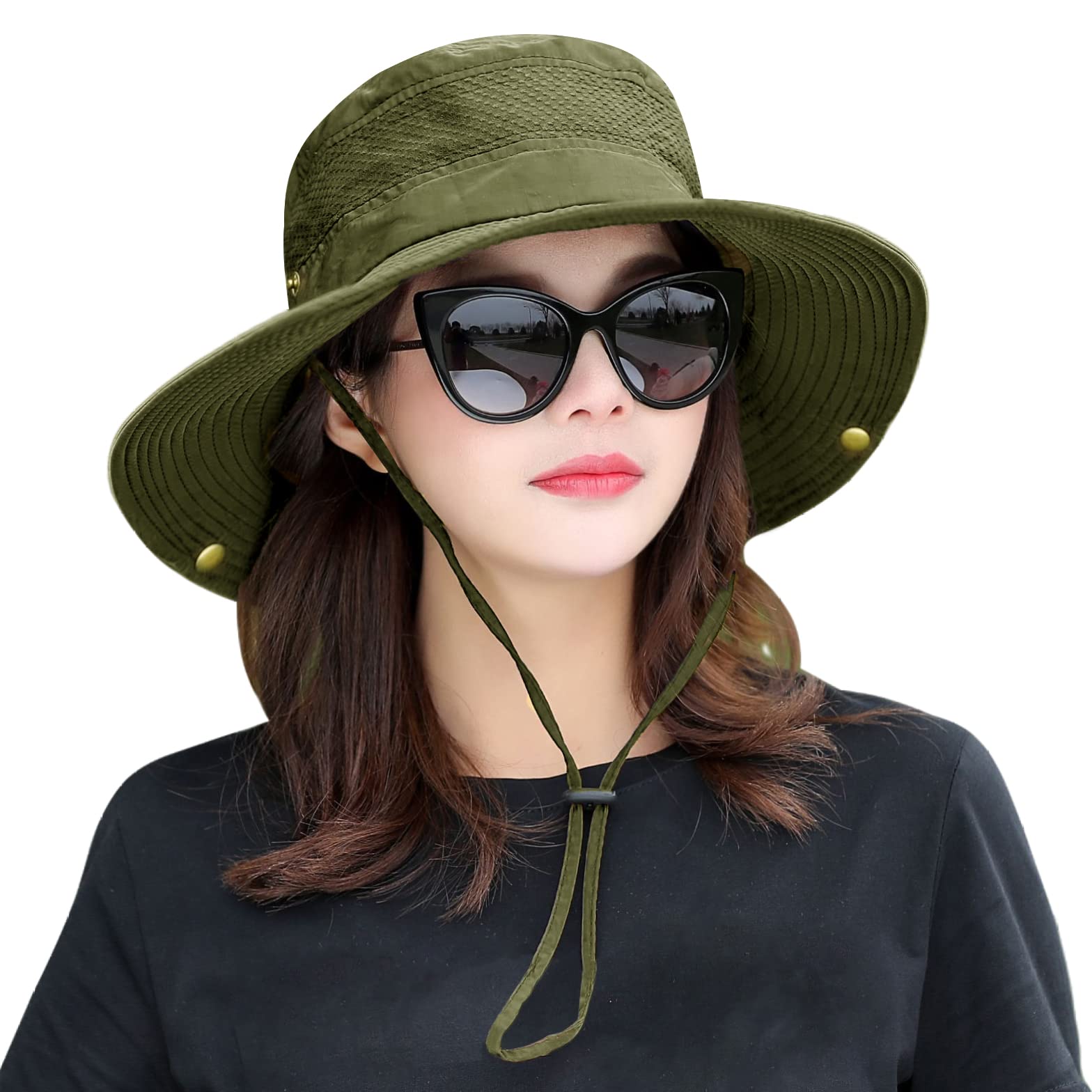 Unisex Sun Protection Hat Women Summer UPF Bucket Cap Outdoor Packable Fishing Hiking Gardenning Headgear - green - One size — image 1