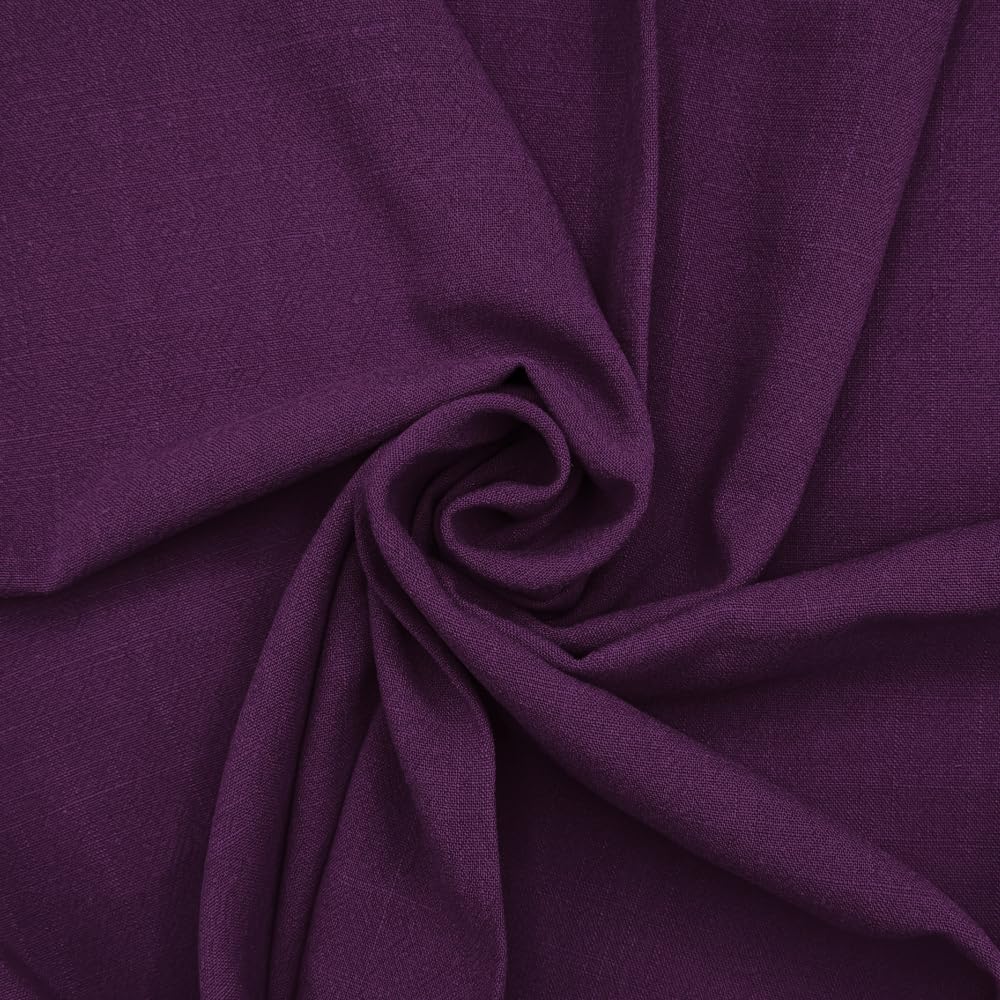 Stone Washed Linen Viscose Fabric Plain Oeko-Tex Dressmaking Soft 136cm Wide (Price Per Metre) (Purple)