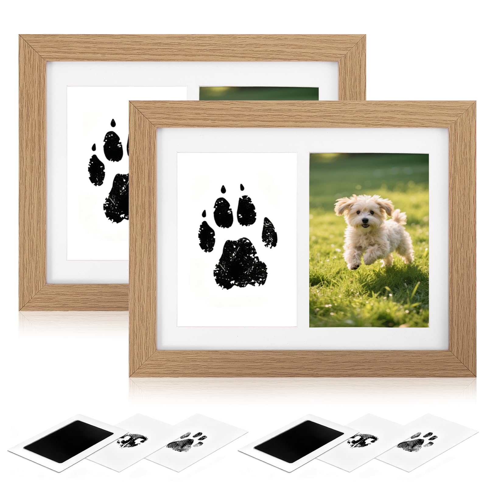 2Pcs Pet Paw Print Kit for Dogs, Dog Paw Print Kit with 2 Photo Frames