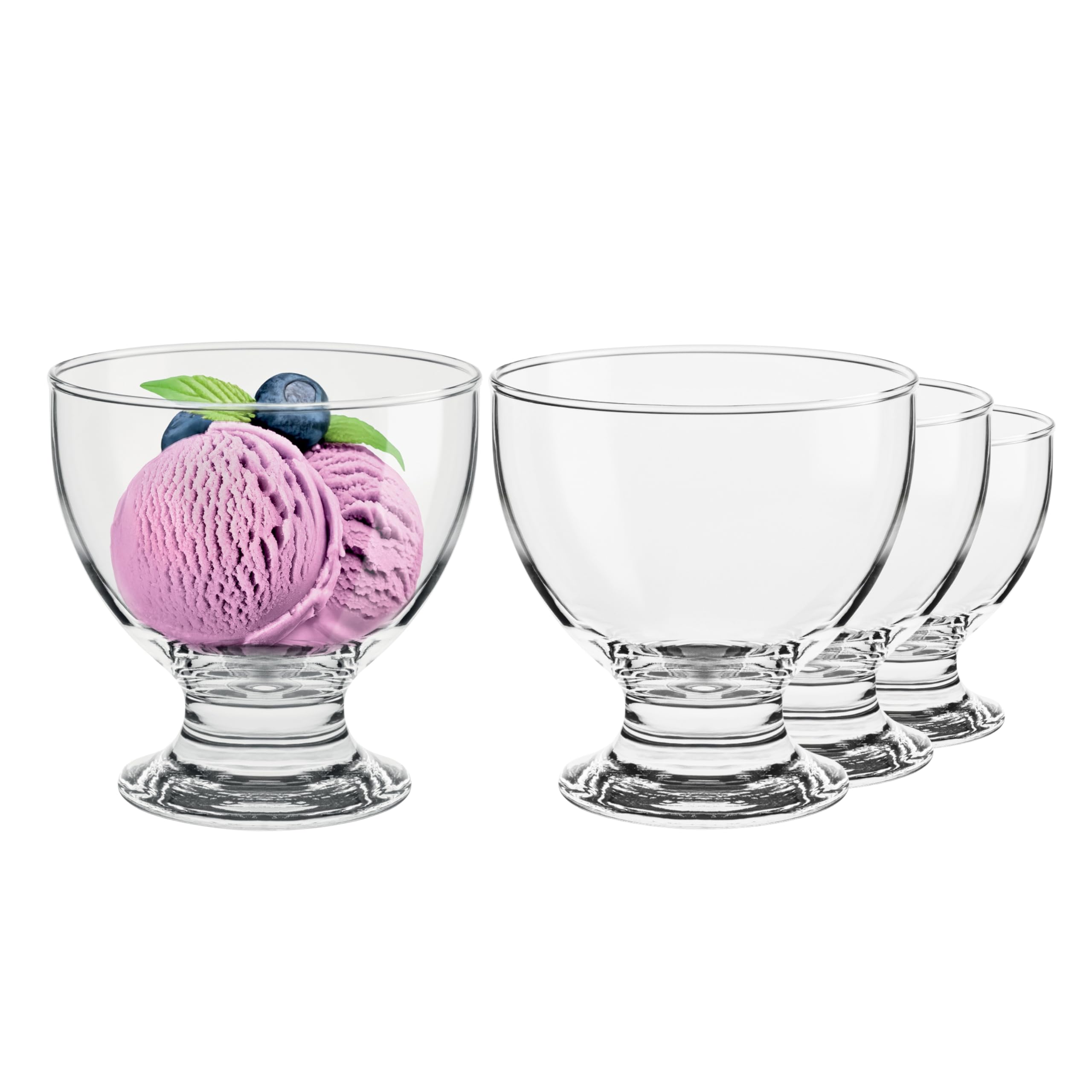 4er Set Eisbecher Glas 500 ml Dessertschalen auf Fuß für Nachtisch Obstsalat Pudding Große Glasschalen Transparent Hochwertiges Kalk-Natron-Glas Spülmaschinenfest Durchmesser 11 cm Höhe 11 cm