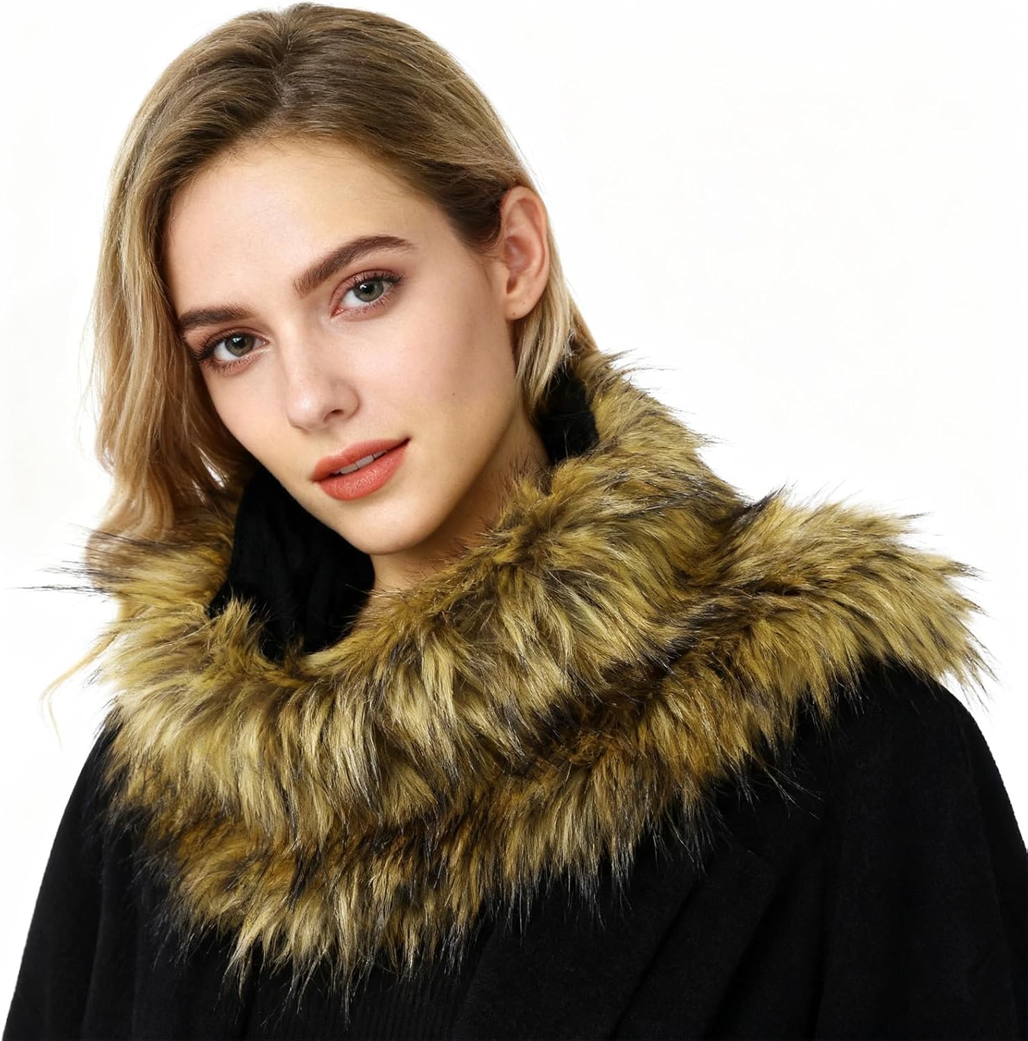 Womens Faux Fur Collar Neck Warmers Winter Scarves Scarf Wrap Costume Accessories Shawl for Coat Dress