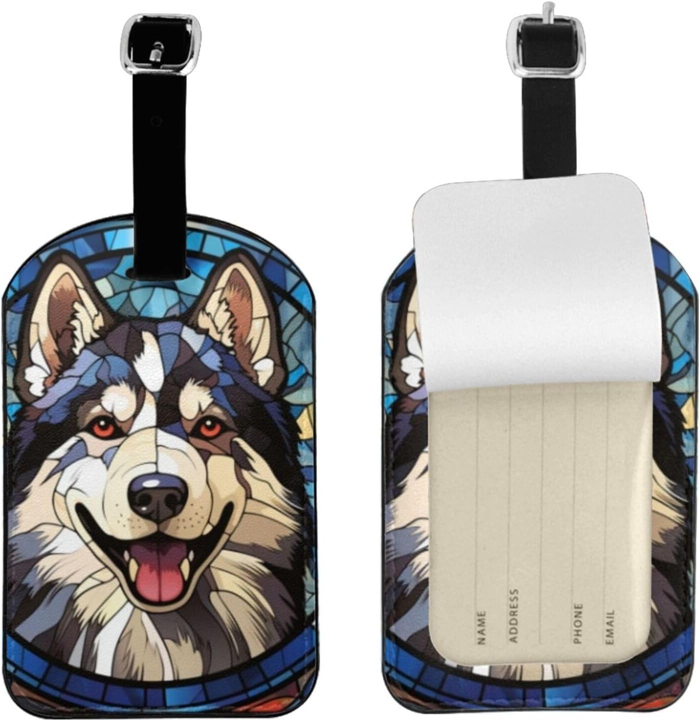 Alaskan Malamute Luggage Tags for Suitcases,Travel Leather Luggage/Bag Name Tag Gift for Women,Men,Kids,Dog Lover, Cute Suitcase Tags Luggage Identifiers,Funny Baggage Tags for Travel