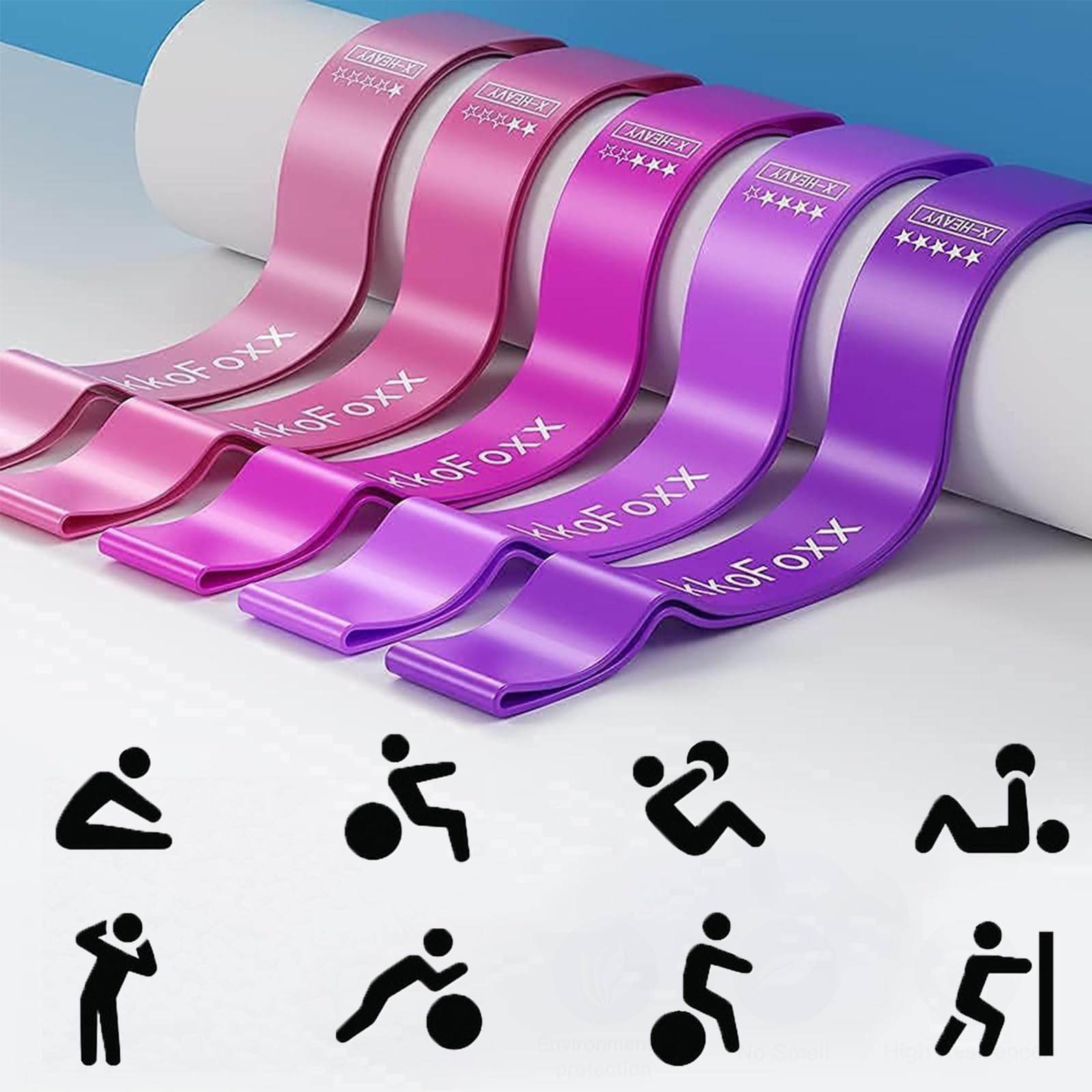 elastici palestra,5 livelli elastico fitness,elastici fitness con guida di esercizi,bande elastiche fitness,fascia elastica fitness,loop band per pilates, bodybuilding, yoga