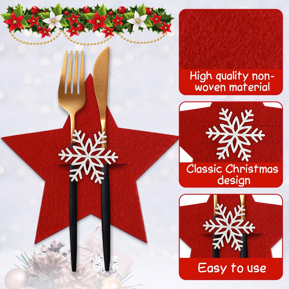 Set Di 6 Portaposate Natalizi In Feltro A Forma Di Babbo Natale, Pupazzo Di Neve E Renna, Tasche Per Posate Per Decorare La Tavola Di Natale, Regalo Simpatico E Riutilizzabile