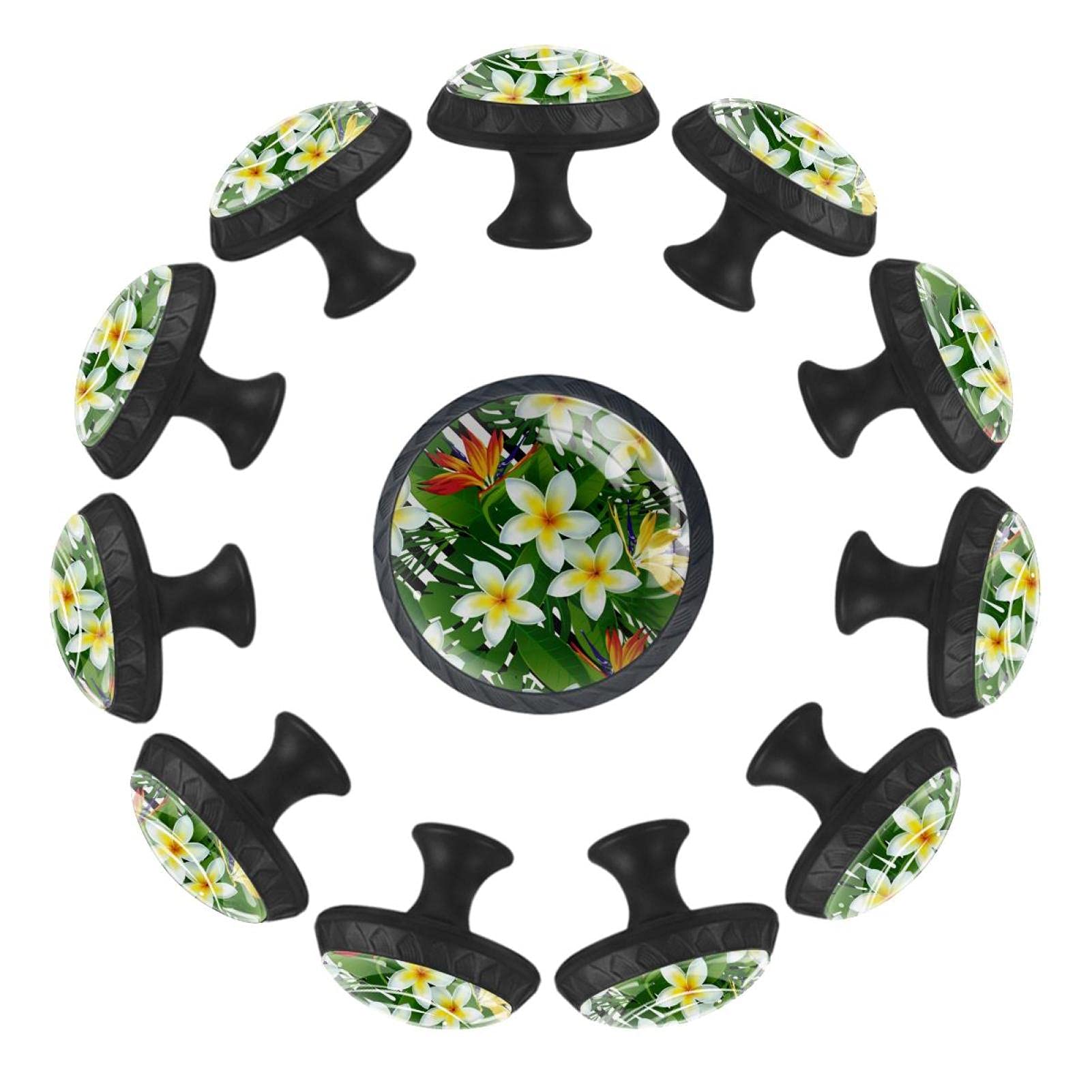 Boutons de tiroir plumeria avec rayures diagonales lot de 12
