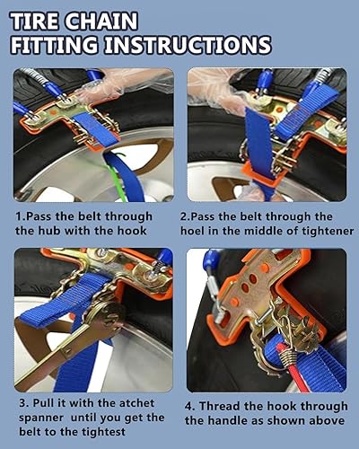Miniatura 5 de SCITOO Cadenas de nieve de ajuste rápido, fácil instalación, cadena de tracción de neumáticos para automóvil, camioneta, SUV, cadenas de neumáticos