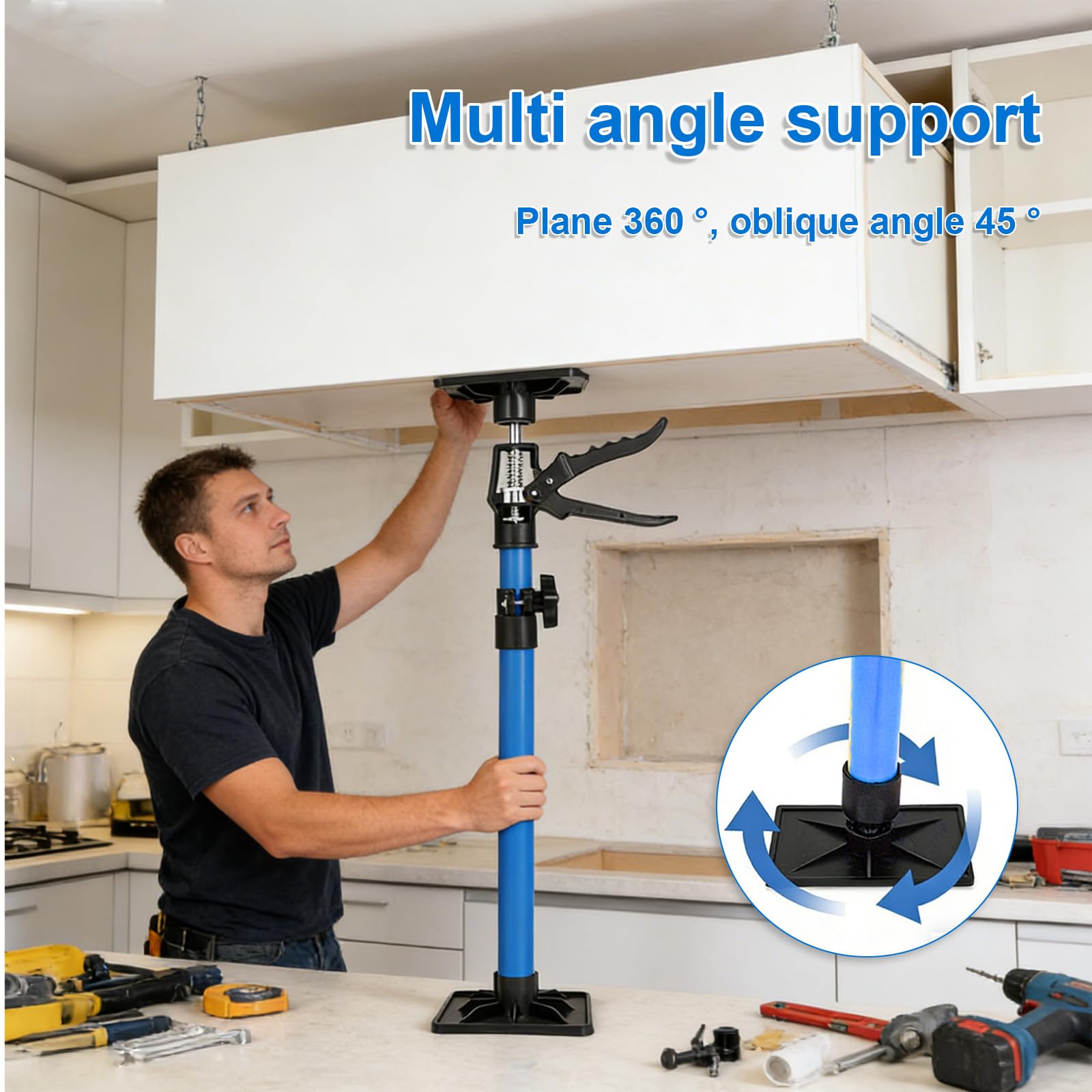 Étai Télescopique Réglable, Support de Placard50-115cm,Lot de 2,Bleu | Barre d'Appui pour Pose de Meubles, Cuisine, Salle de Bain, Outil de Bricolage Manuel,Bâton de Calage Anti-Déformation