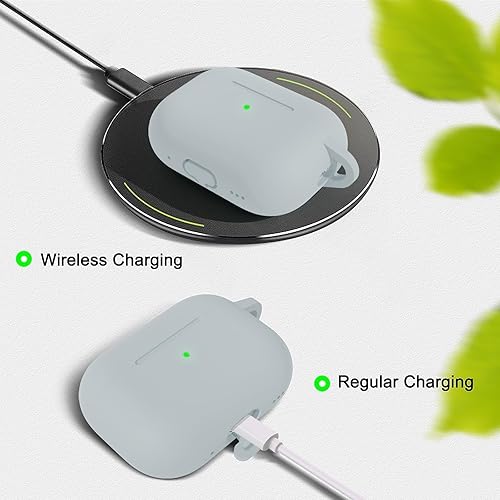 Vista 90 de Funda compatible con AirPods de tercera generación, accesorios de protección de silicona con llavero y kit de limpiador para mujeres y hombres, LED