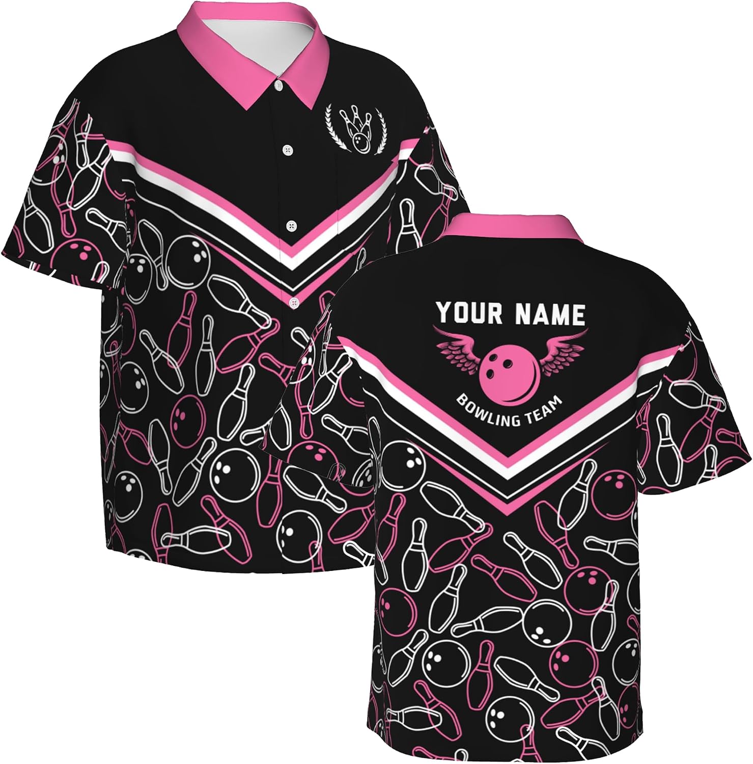 Custom Hawaiian Bowling Shirts for Men Personalized Bowling Shirt Button Down Short Sleeve Shirt Casual Beach Summer Shirts