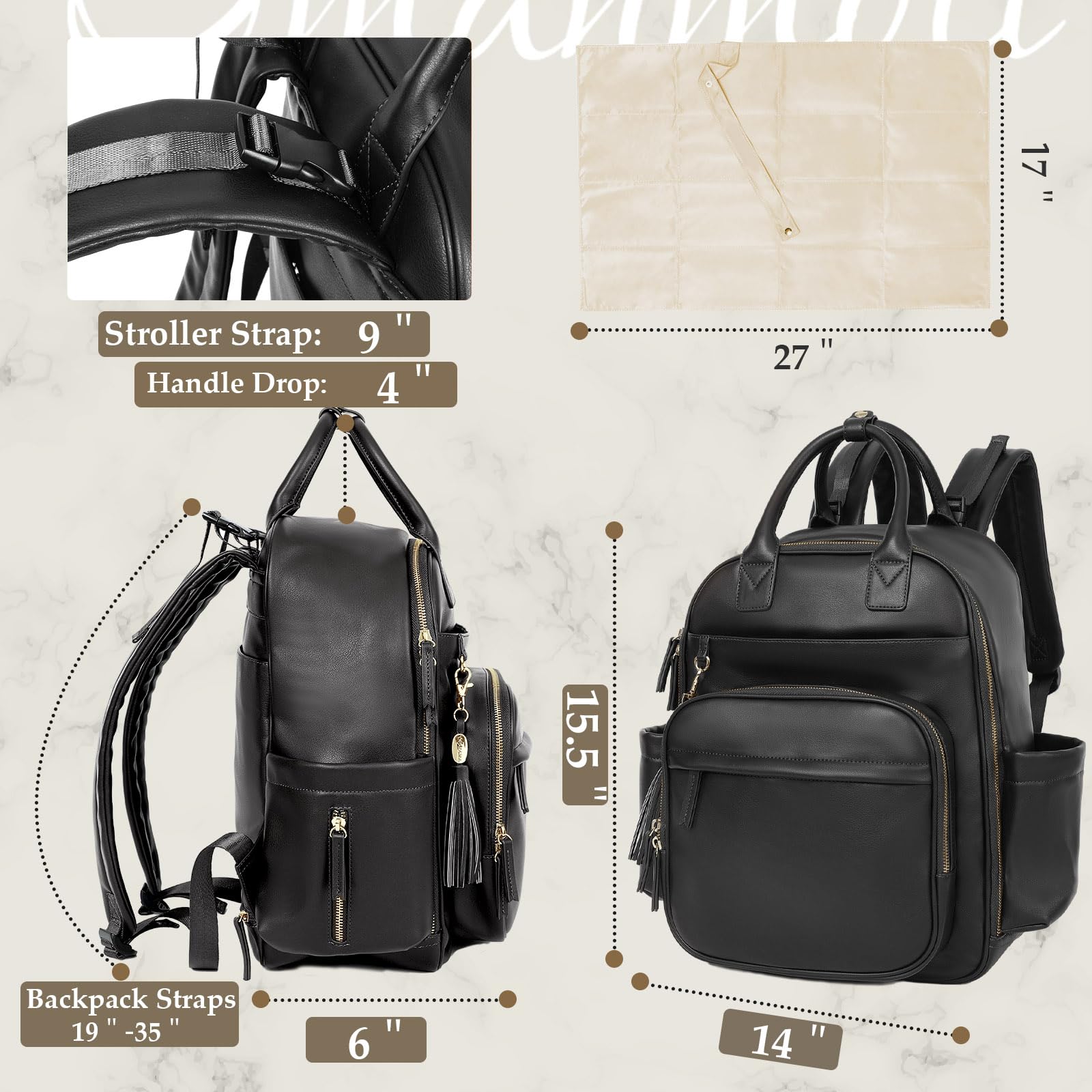 Omanmoli Diaper Bag Backpack,Leather Baby Bag