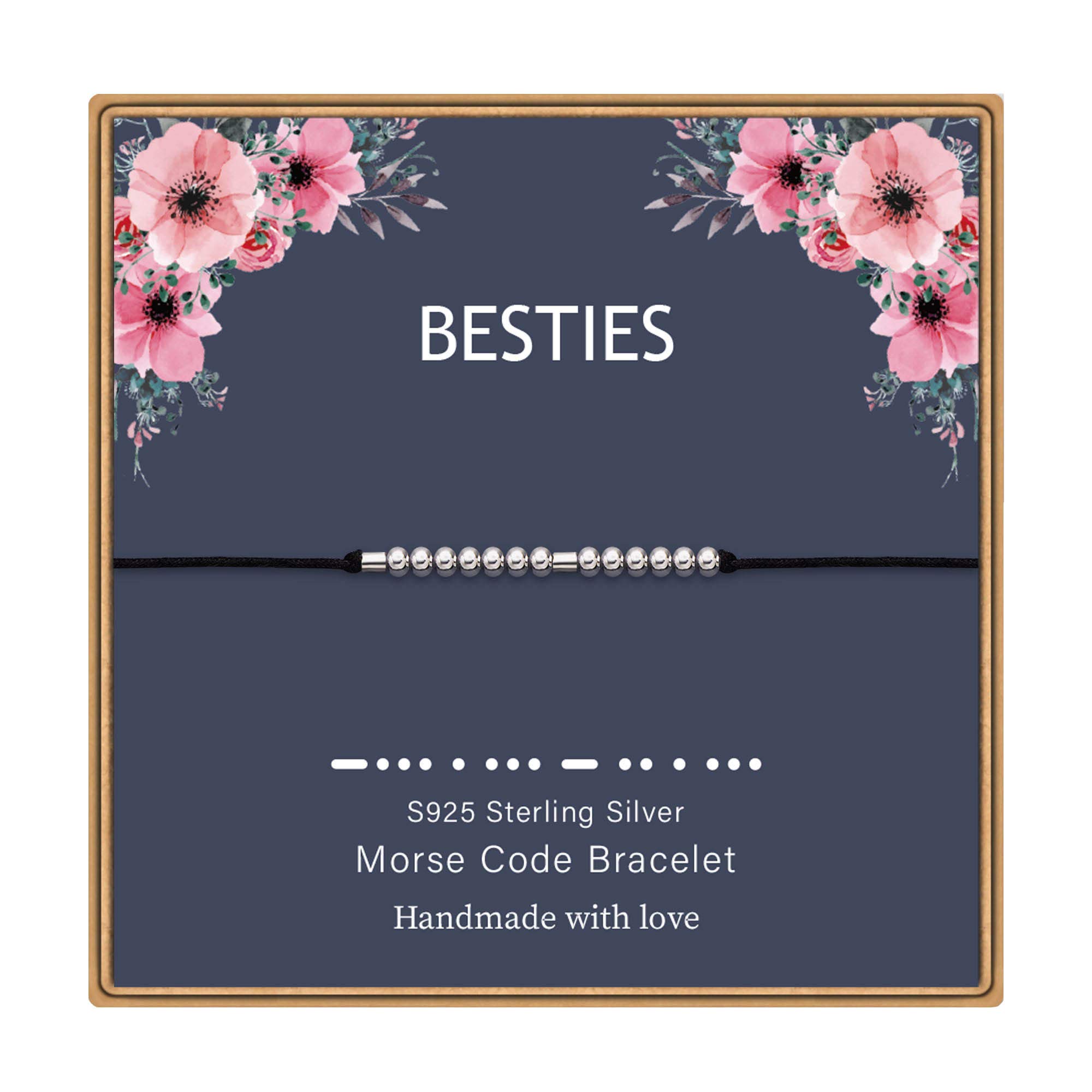 MONOZO Morse Code Bracelets for Women, S925 Sterling Silver Beads Morse Code Strand Bracelets Inspirational Gifts Jewelry Girls Birthday Graduation Gifts for Her Best Friends
