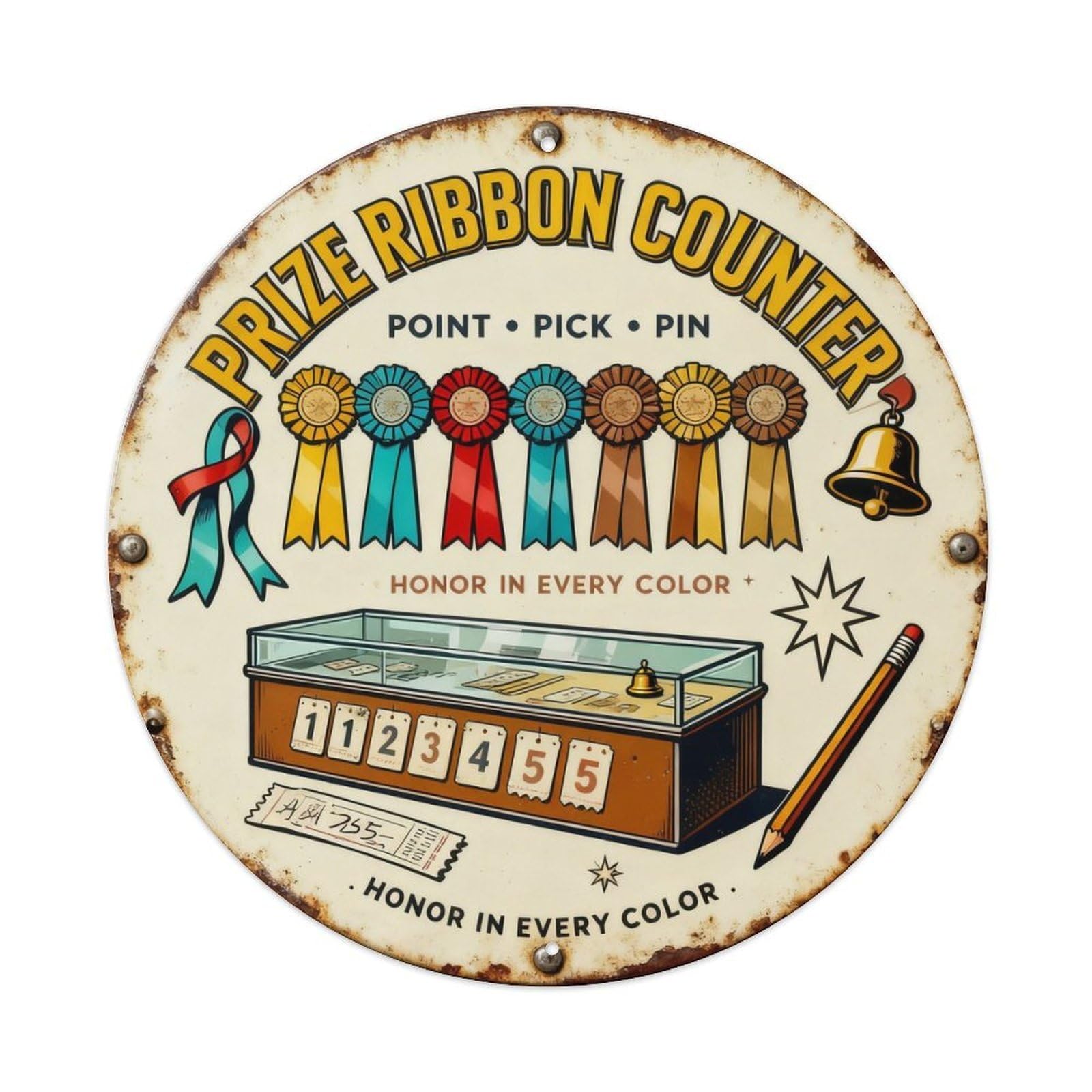 Prize Ribbon Counter Sign Metal Tin Sign Plaque
