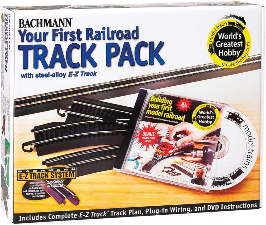 Trains Snap-Fit E-Z TRACK WORLD’S GREATEST HOBBY TRACK PACK - Steel Alloy Rail With Black Roadbed - HO Scale , White Medium