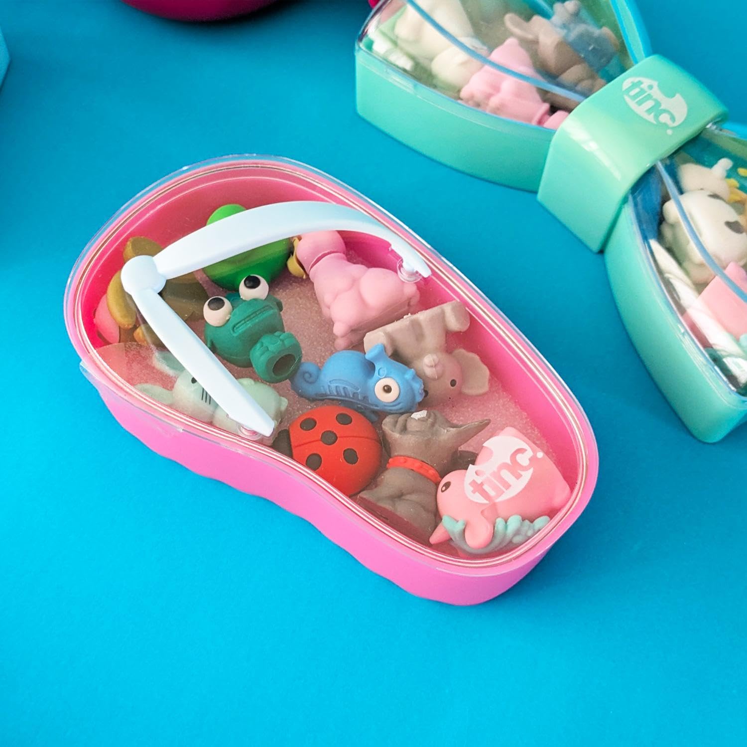 Tinc Gomme Infradito Rosa Set Figurine Animali Multicolori Cancelleria Creativa Confezione 10